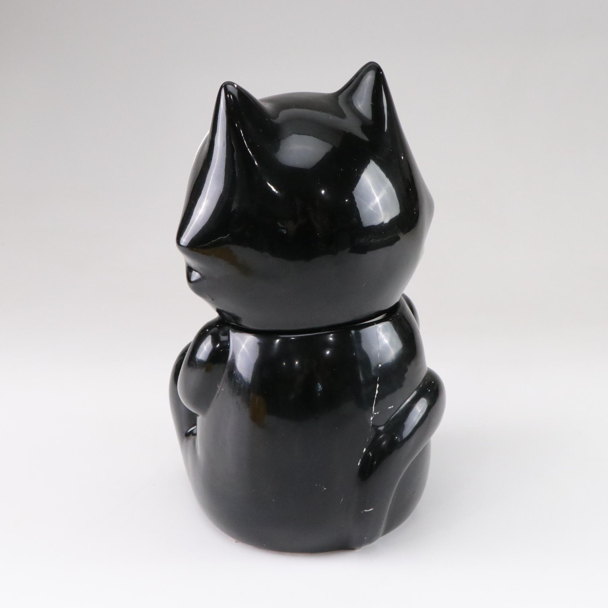 Felix the Cat Cookie Jar with McCoy Yellow Smiley Face Mugs