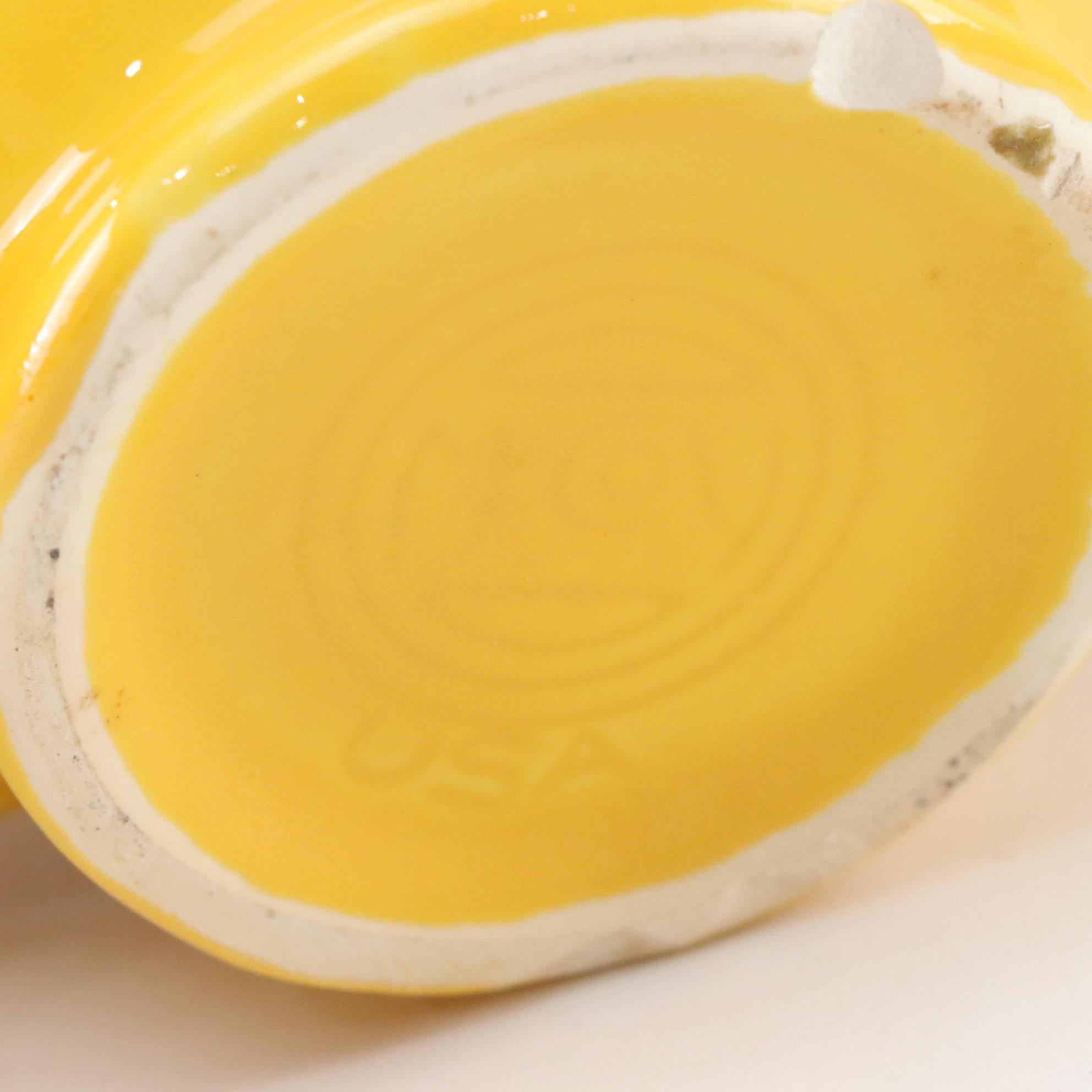 Felix the Cat Cookie Jar with McCoy Yellow Smiley Face Mugs