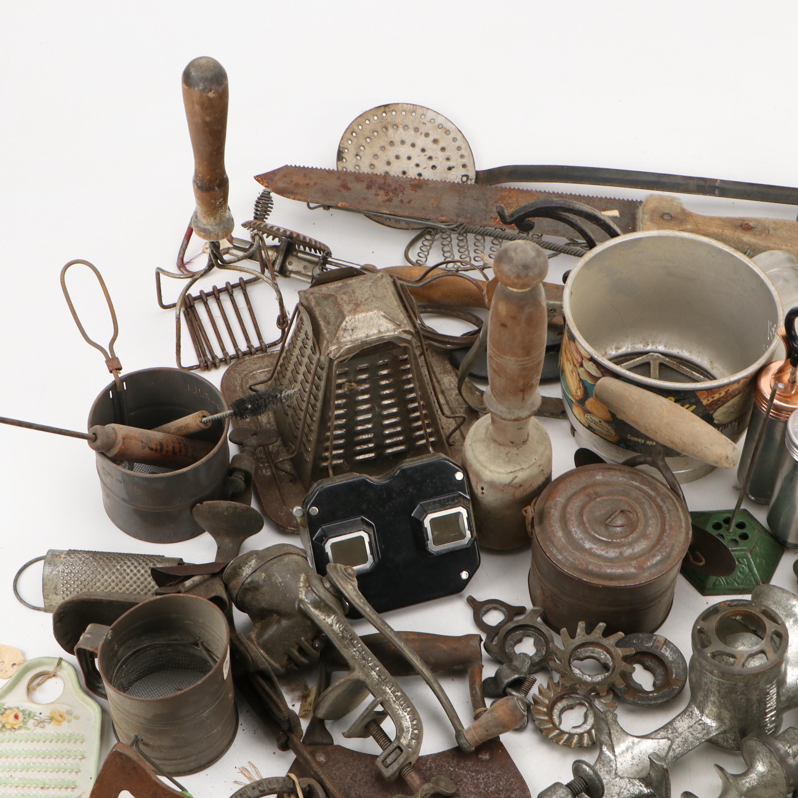Back To Basics Metal Apple Corer with Foley Sifter and Other Kitchen Tools,1920