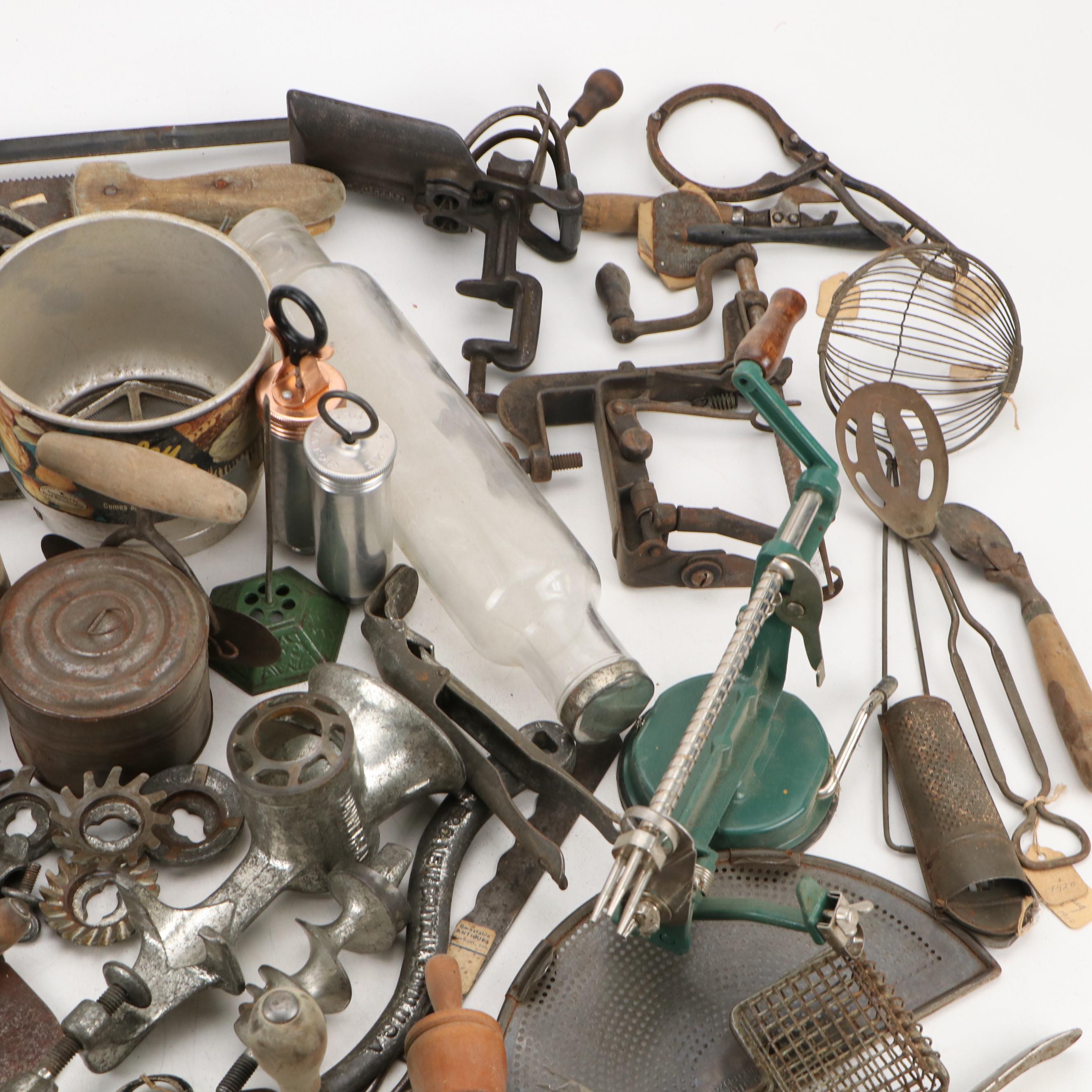 Back To Basics Metal Apple Corer with Foley Sifter and Other Kitchen Tools,1920