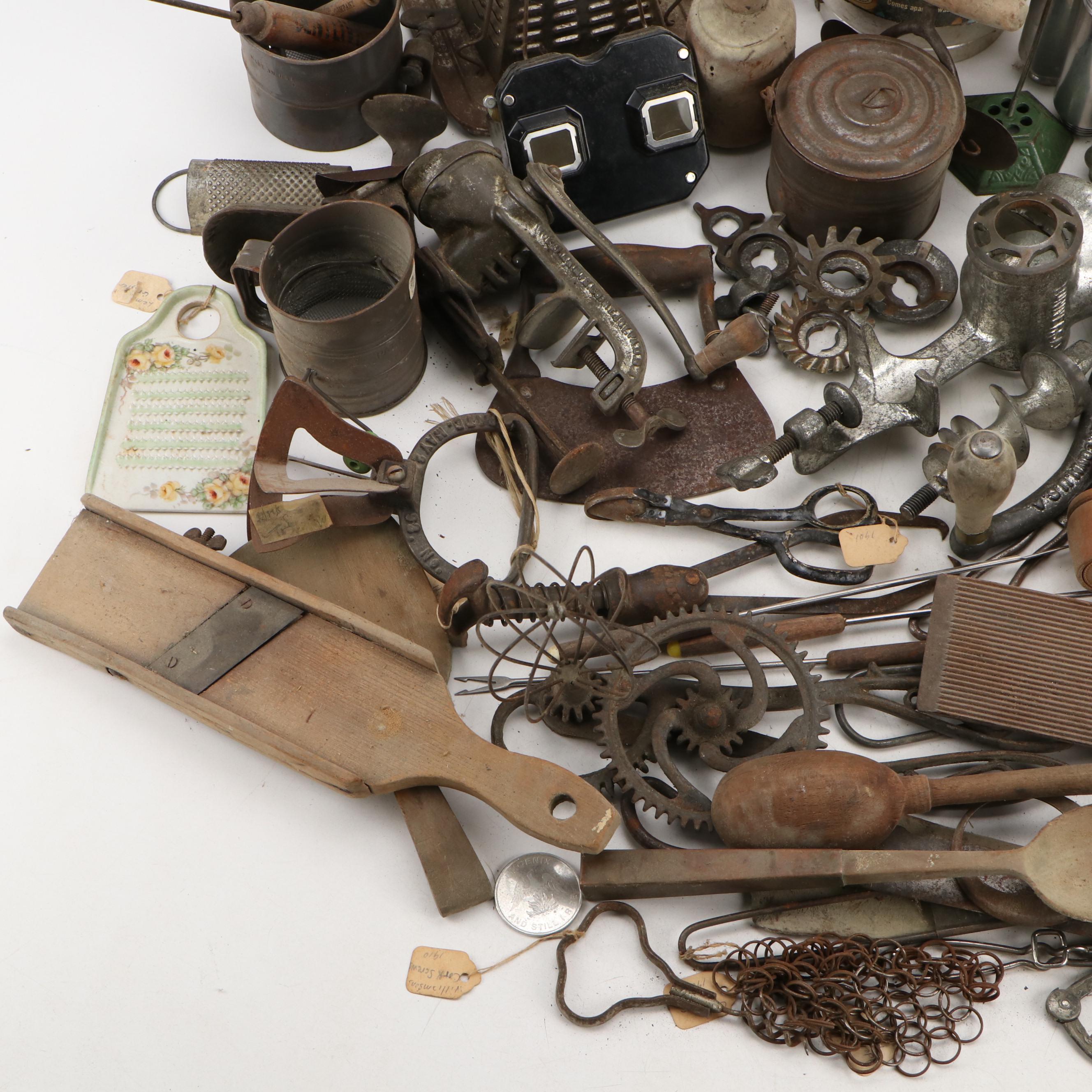 Back To Basics Metal Apple Corer with Foley Sifter and Other Kitchen Tools,1920