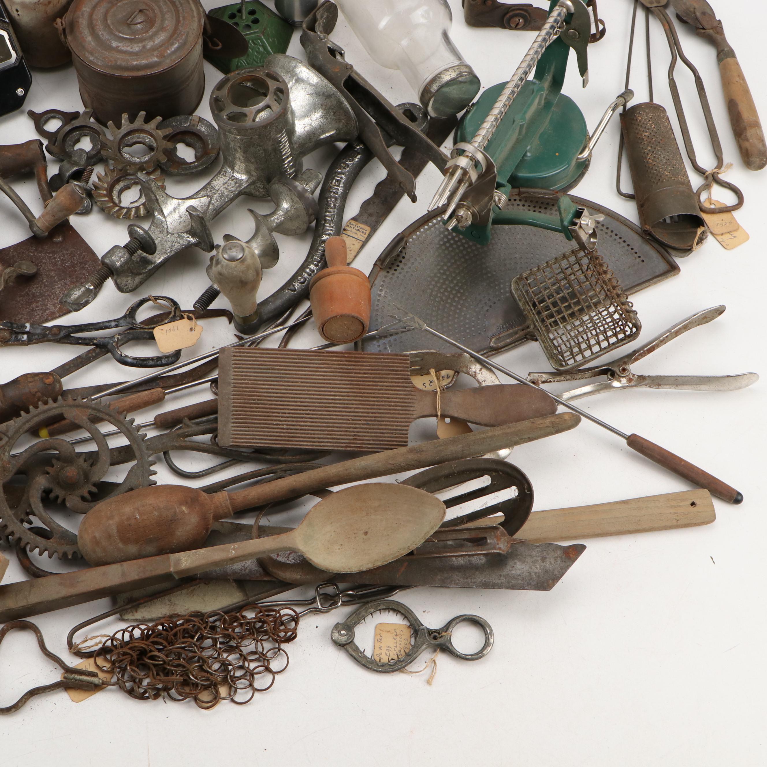 Back To Basics Metal Apple Corer with Foley Sifter and Other Kitchen Tools,1920