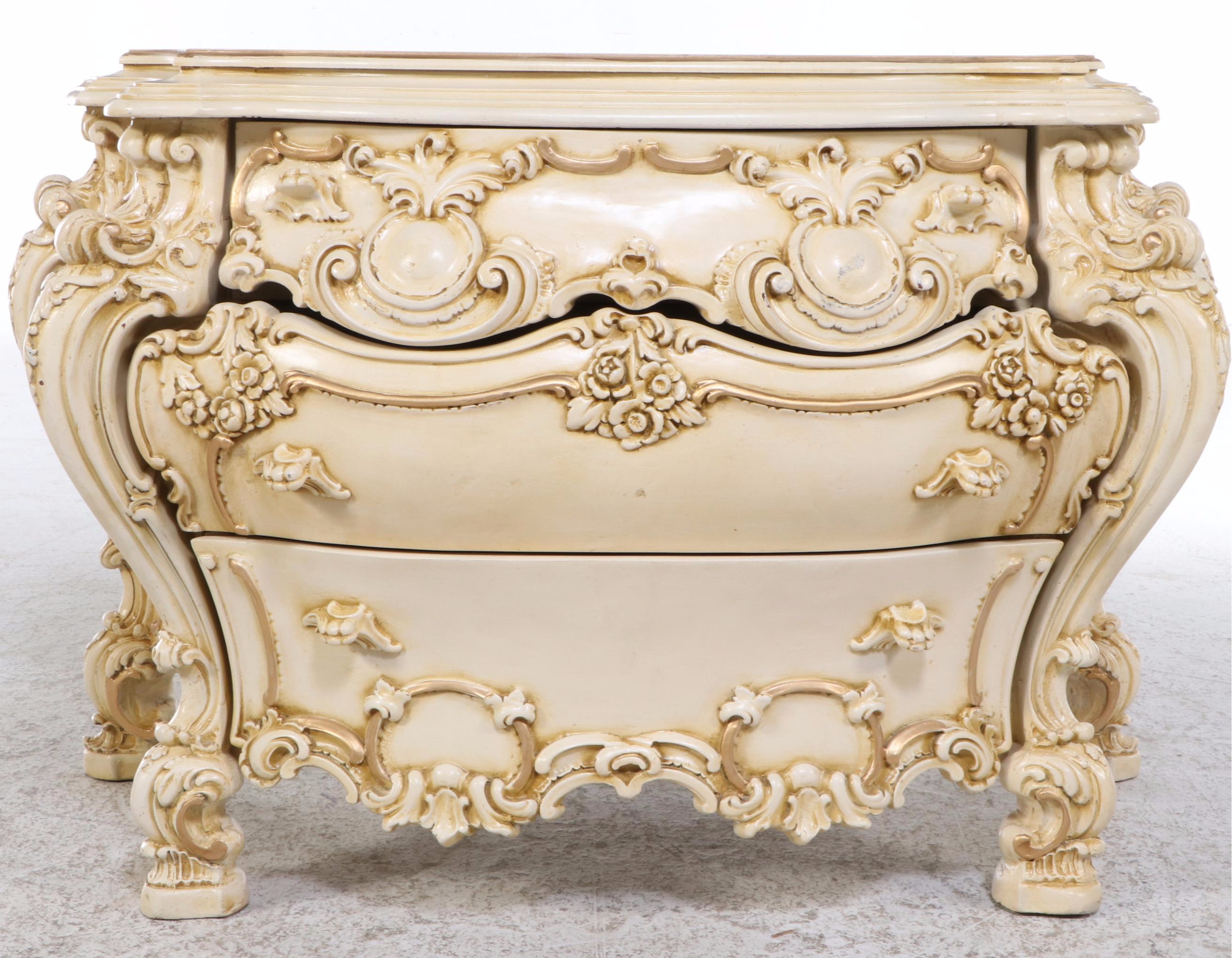 Rococo Style Painted Wood Bombé Chest, Mid to Late 20th Century