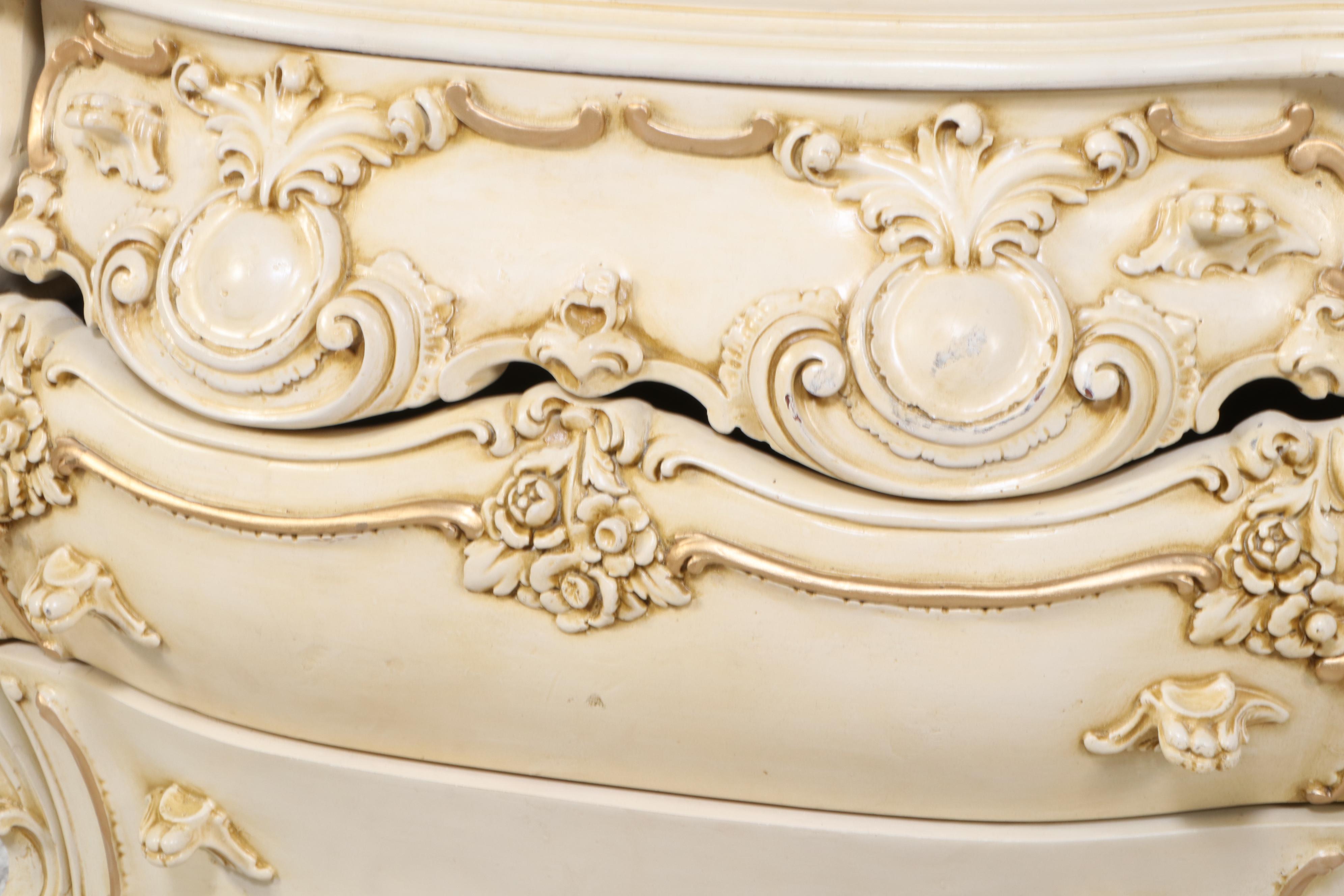 Rococo Style Painted Wood Bombé Chest, Mid to Late 20th Century