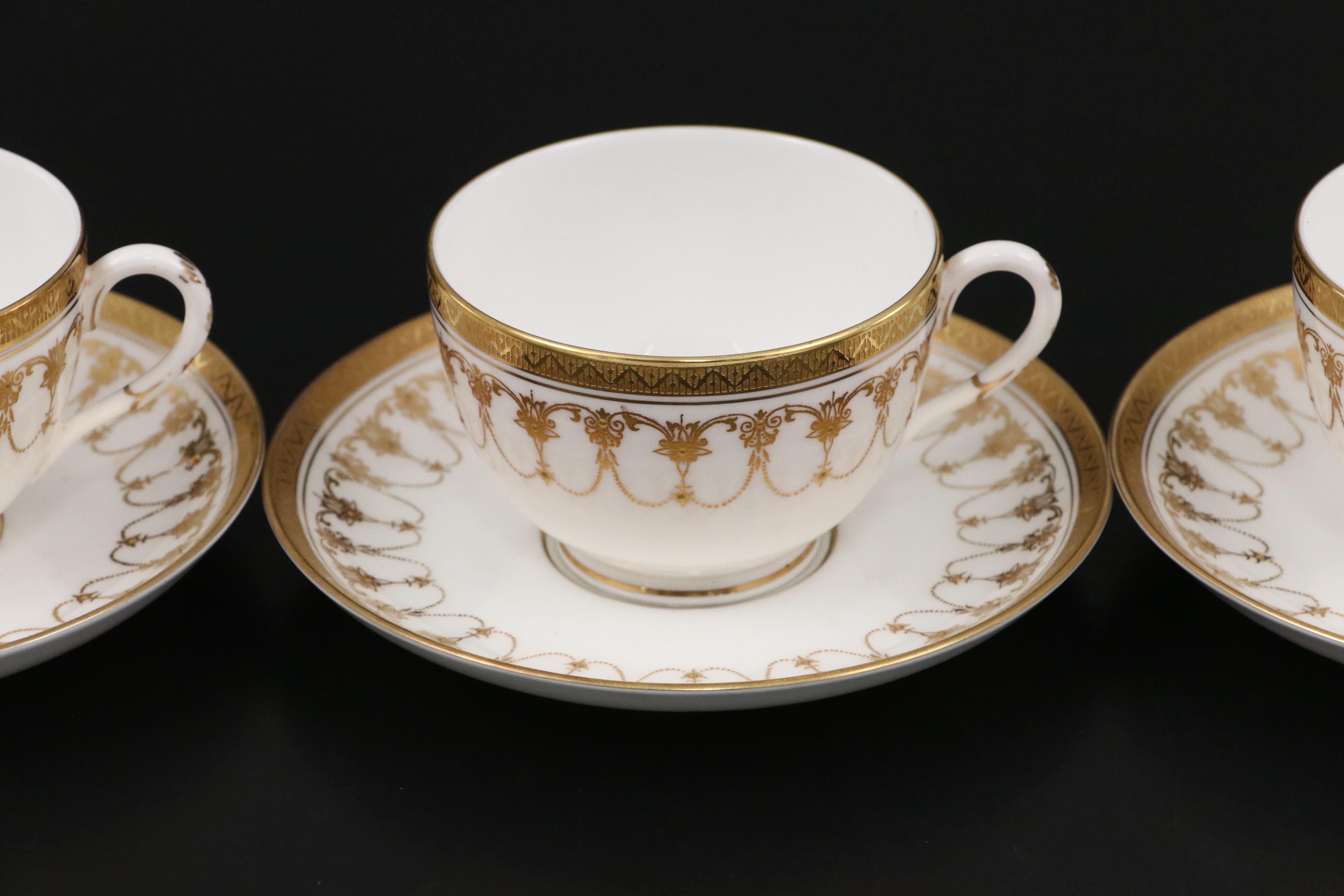 Royal Worcester "Imperial White" Fine Bone China Teacups and Saucers