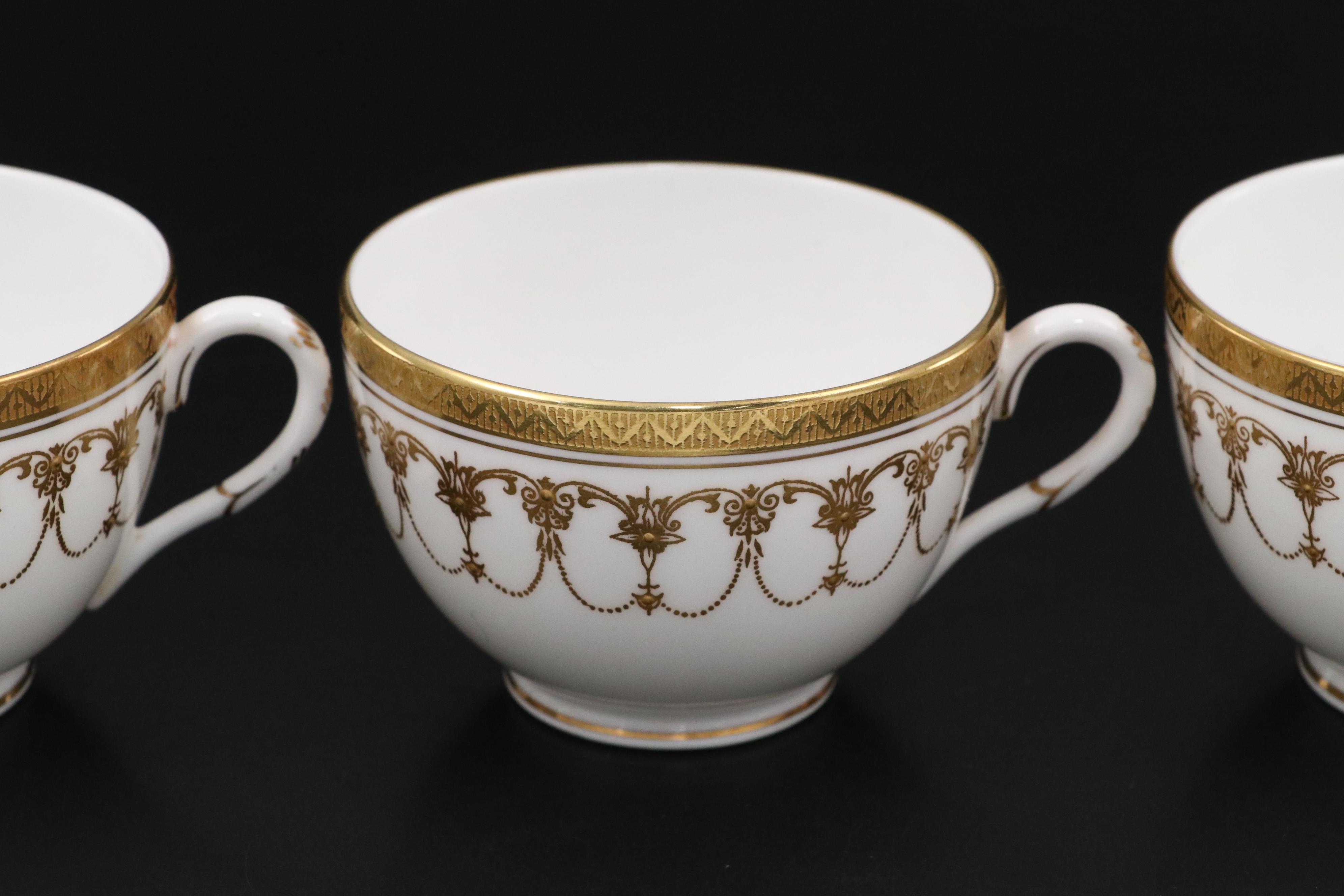 Royal Worcester "Imperial White" Fine Bone China Teacups and Saucers