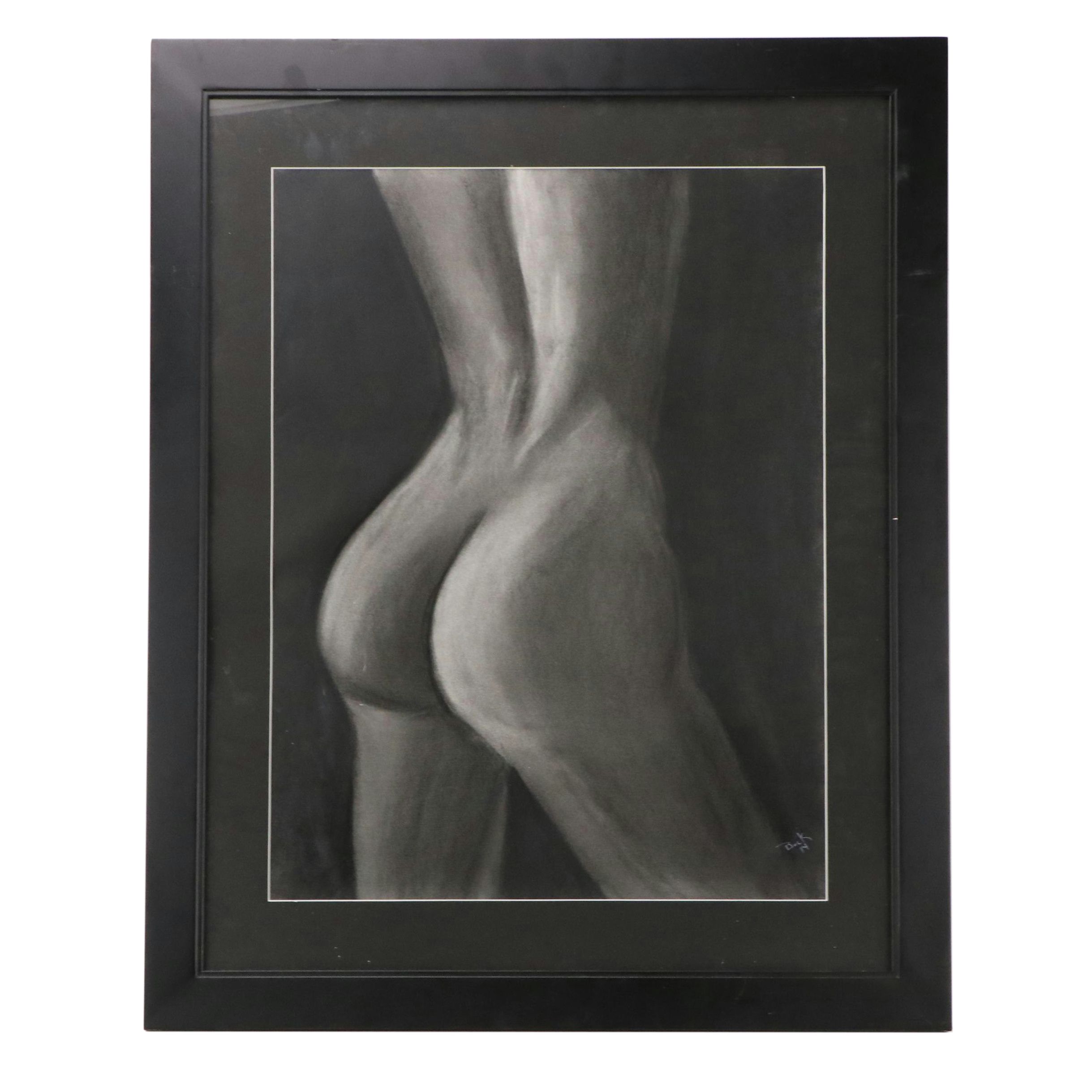 Anne-Marie Bock Nude Figural Charcoal Drawing, 2014