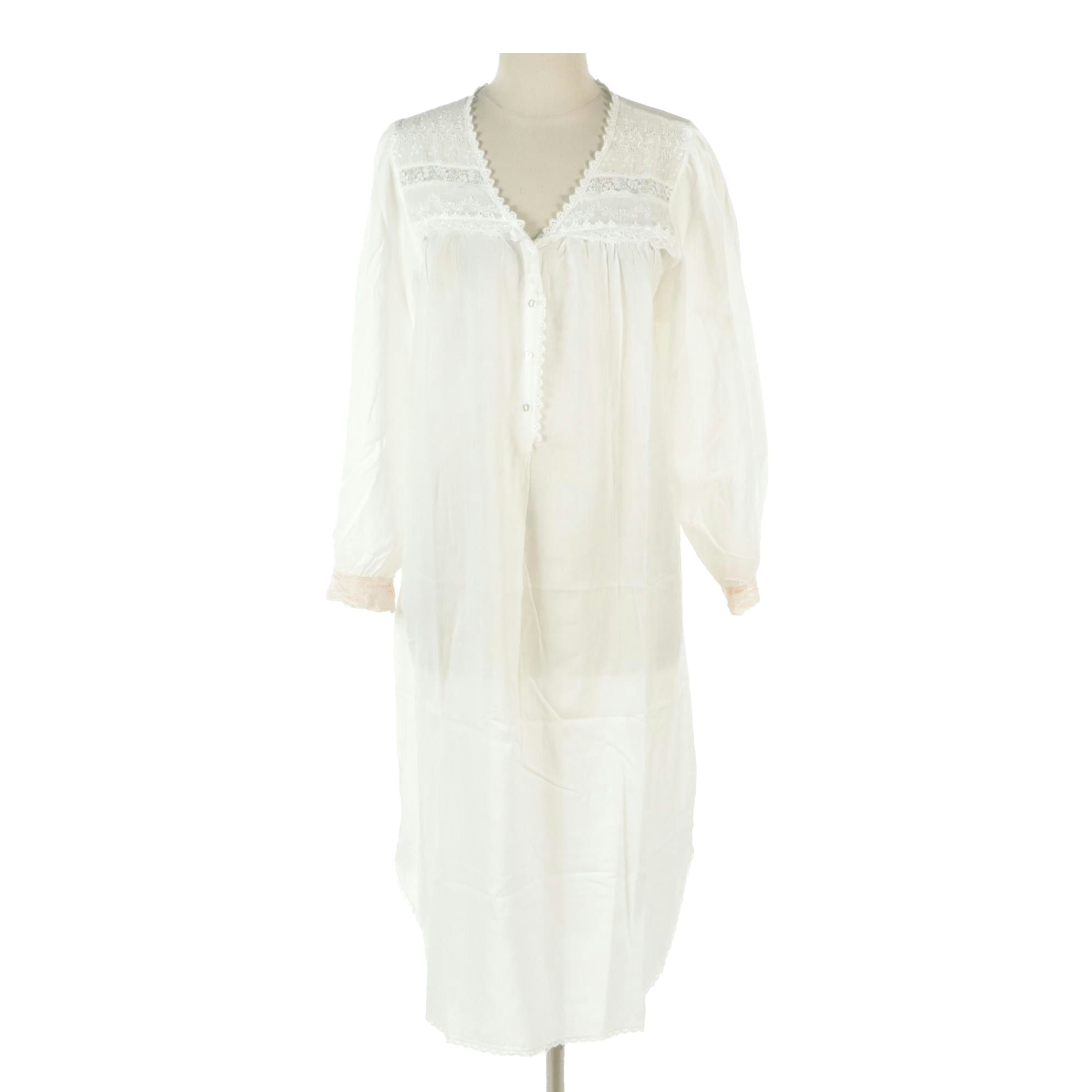 Christian Dior Lace Trim Nightgown in Cotton for Saks Fifth Avenue