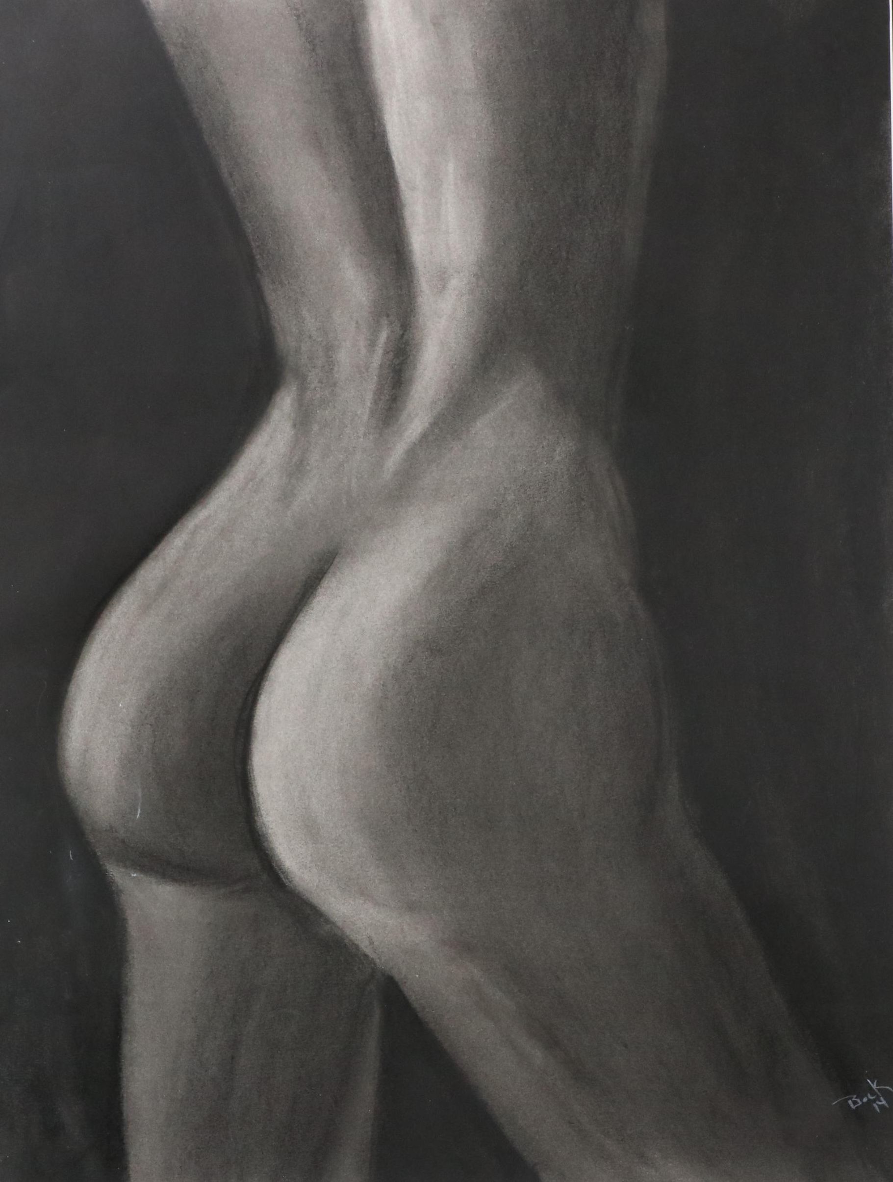 Anne-Marie Bock Nude Figural Charcoal Drawing, 2014