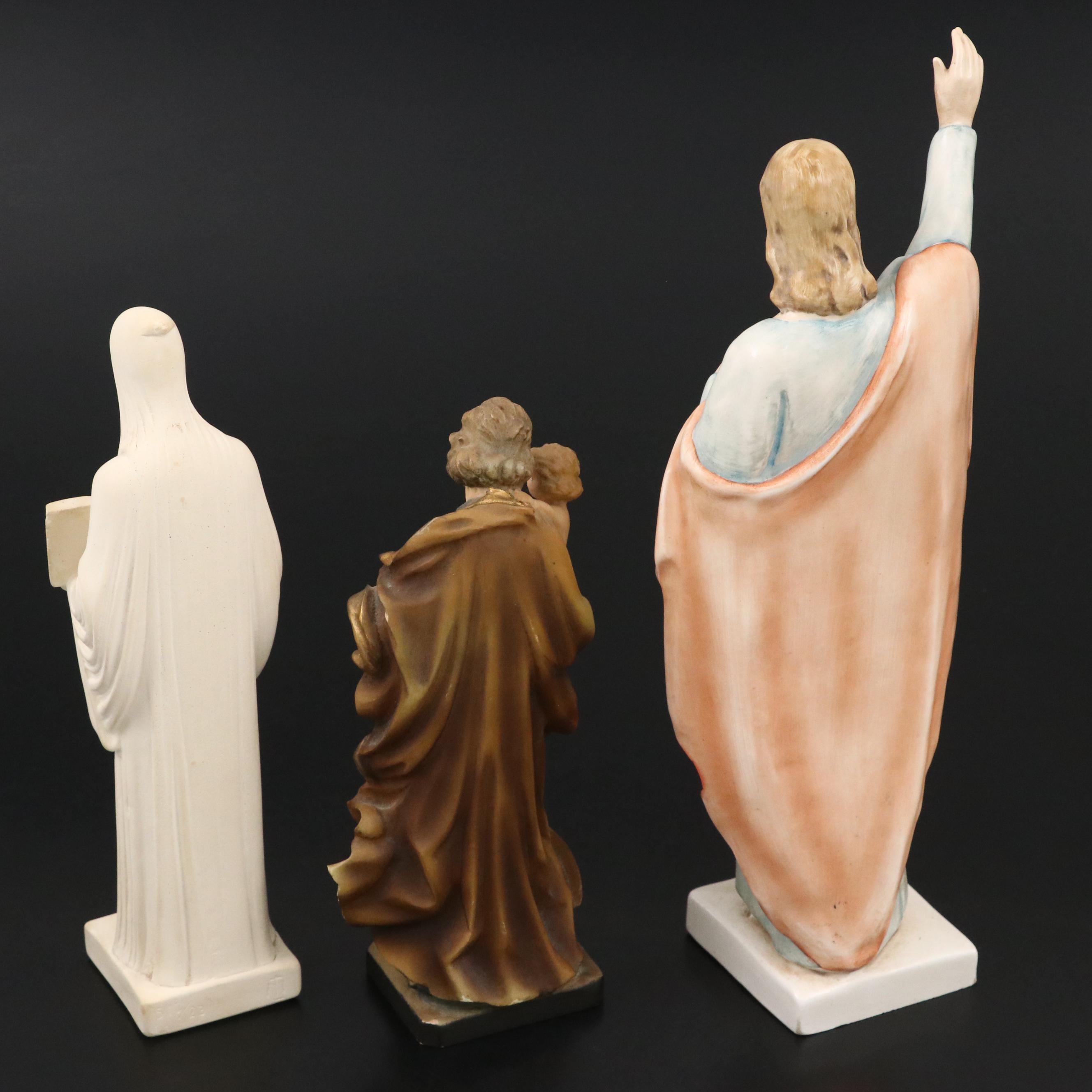 Dolfi Saint Joseph and Child with Goebel Jesus and Other St. Benedict Figurines