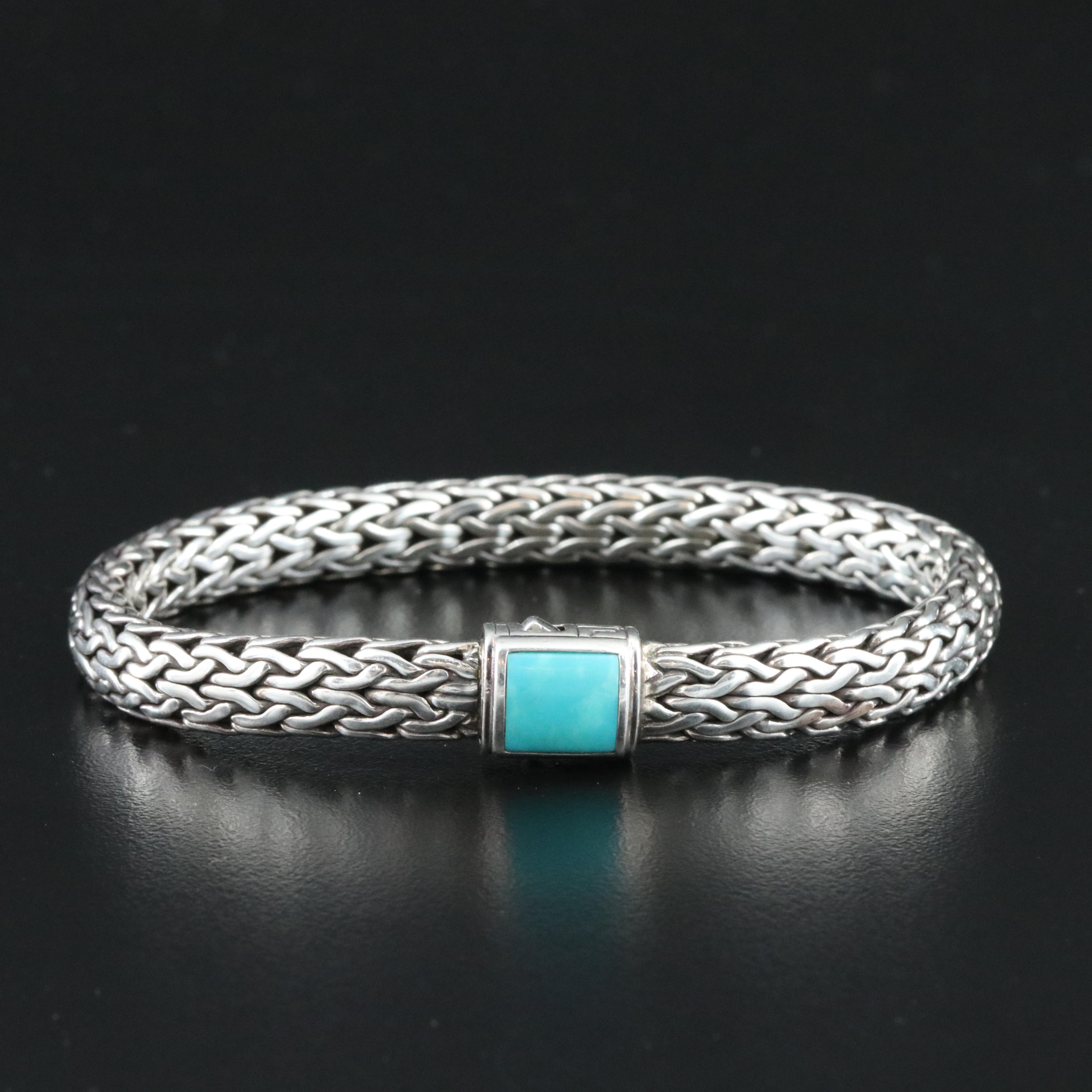 John Hardy Sterling Classic Chain Bracelet with Turquoise Clasp
