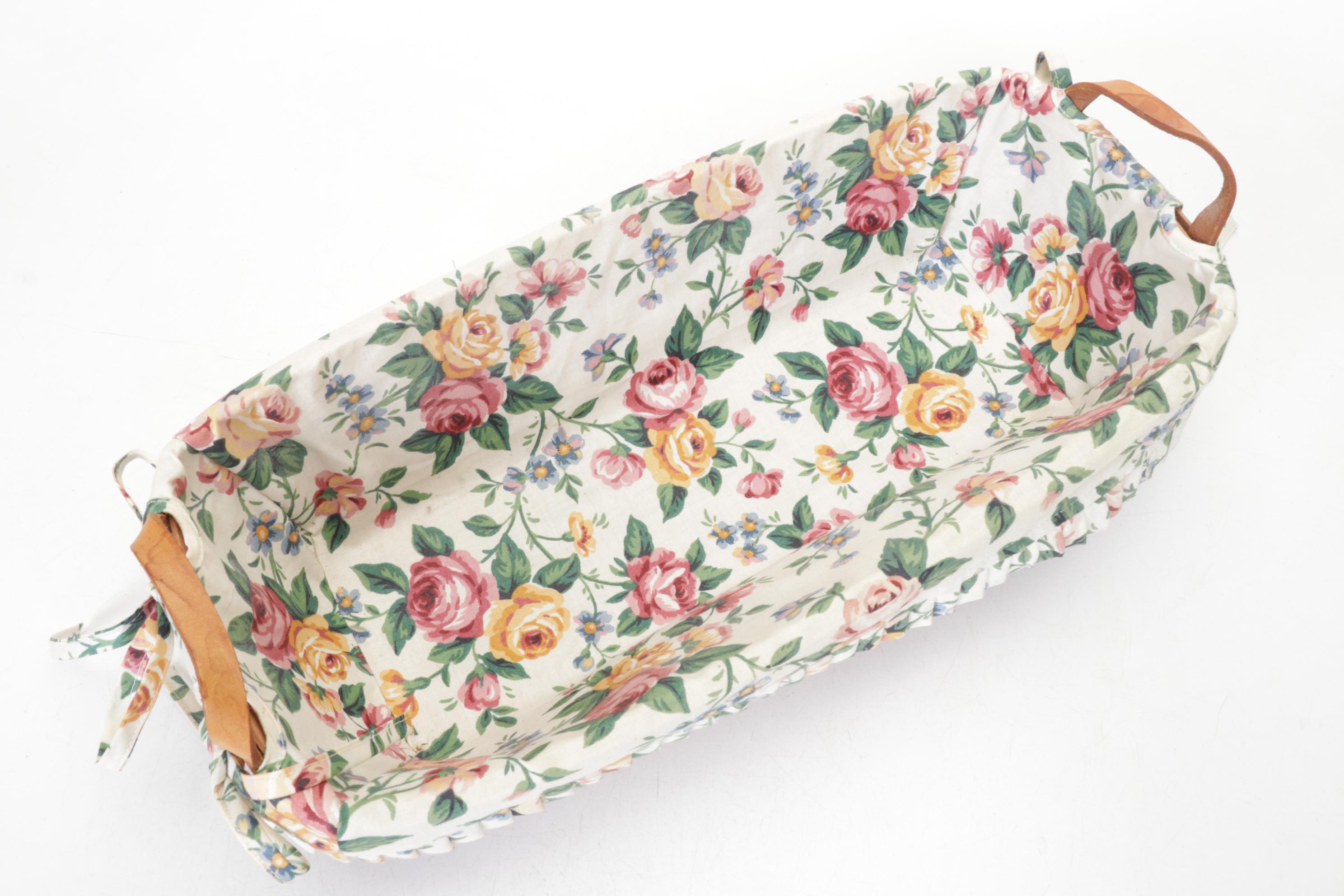 Longaberger Flower Pot Basket in Floral Set Featuring Chives and Thyme Baskets