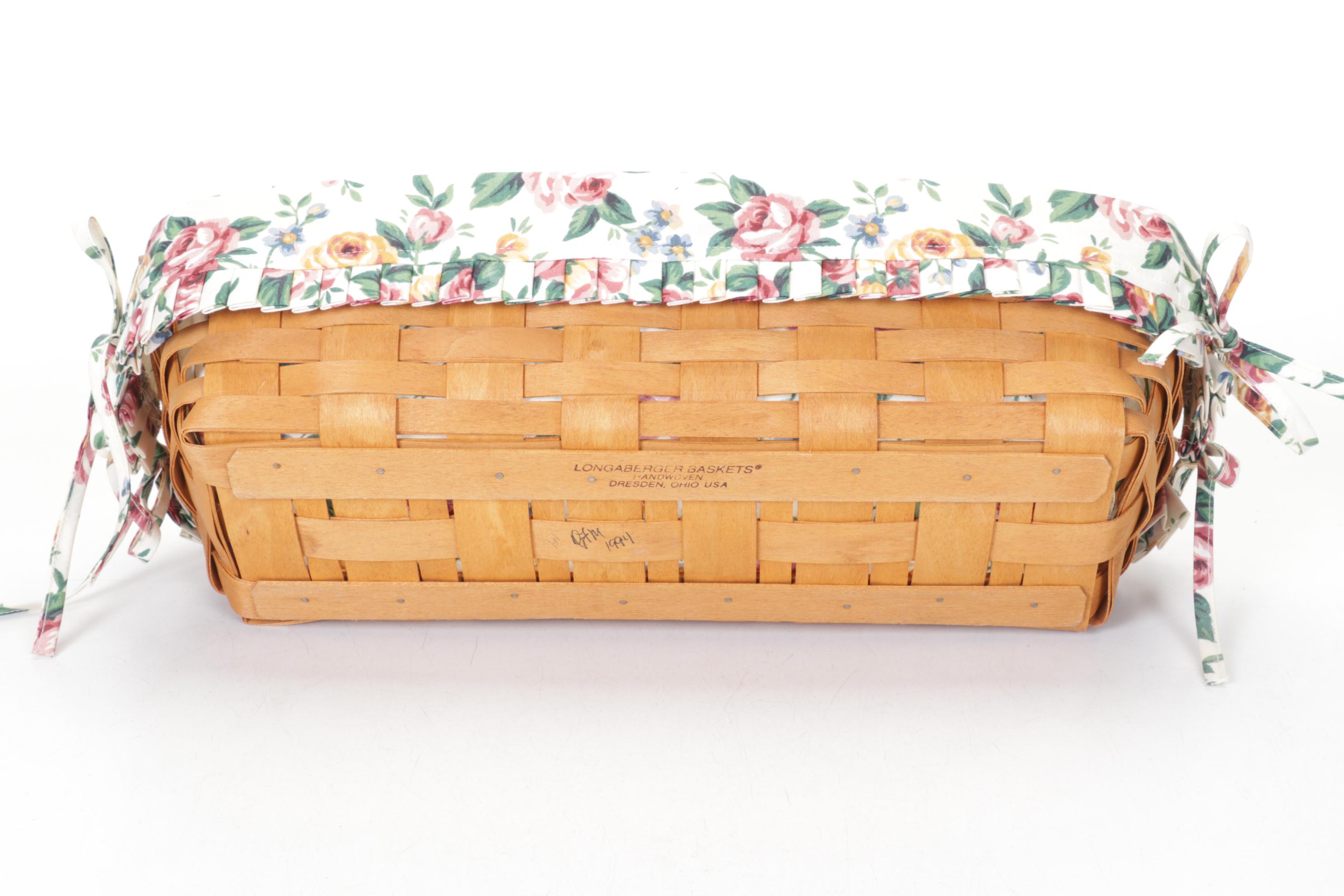 Longaberger Flower Pot Basket in Floral Set Featuring Chives and Thyme Baskets