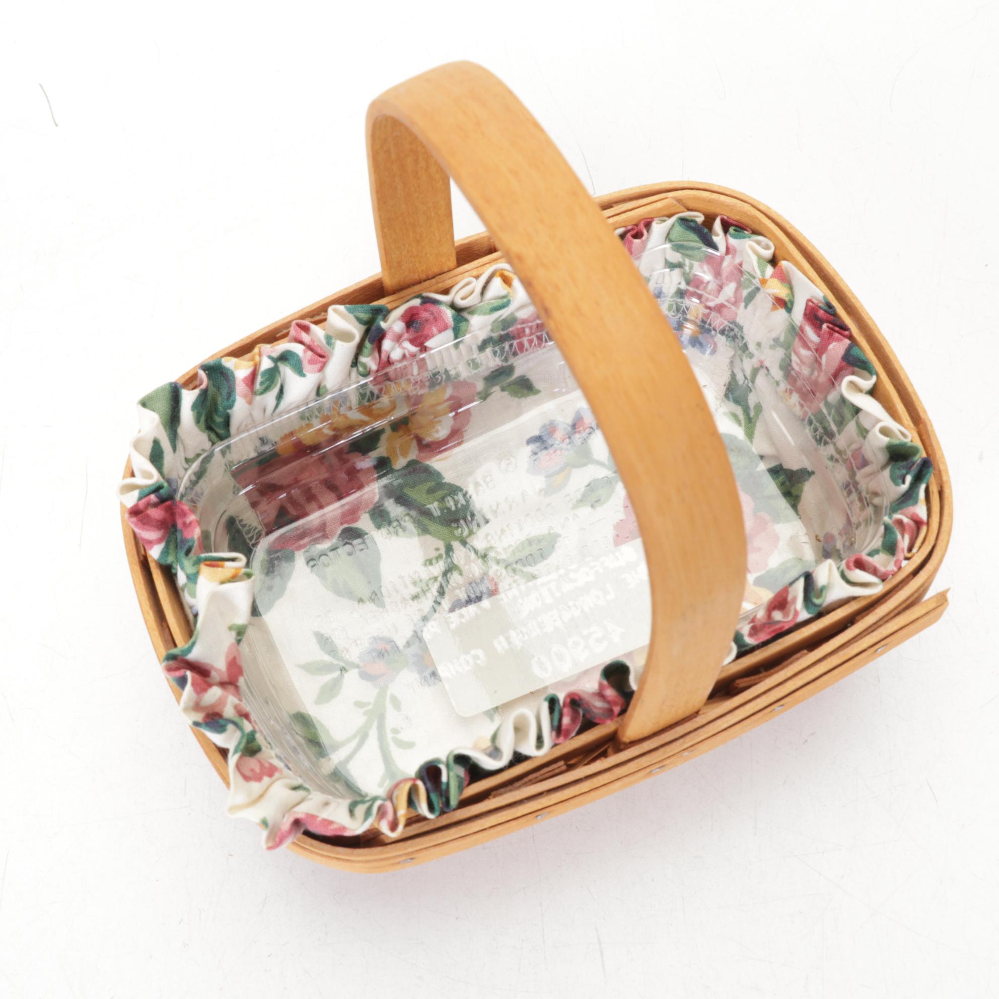 Longaberger Flower Pot Basket in Floral Set Featuring Chives and Thyme Baskets