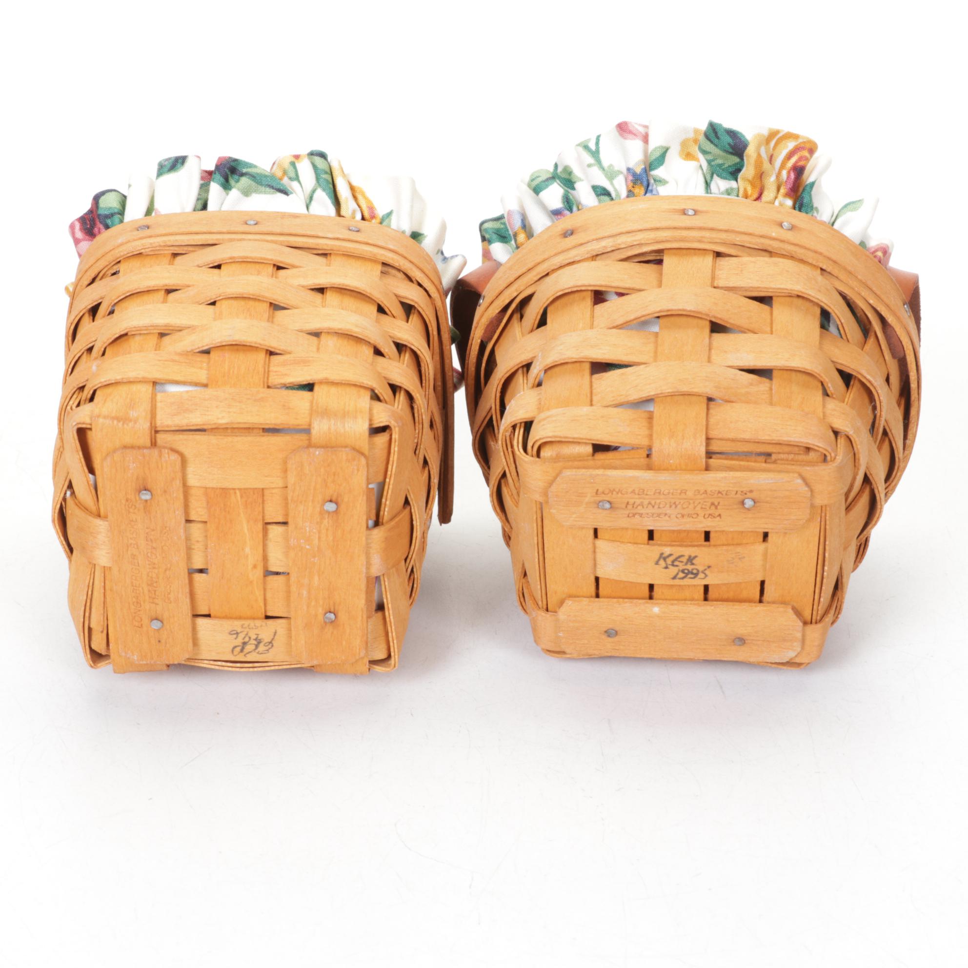 Longaberger Flower Pot Basket in Floral Set Featuring Chives and Thyme Baskets