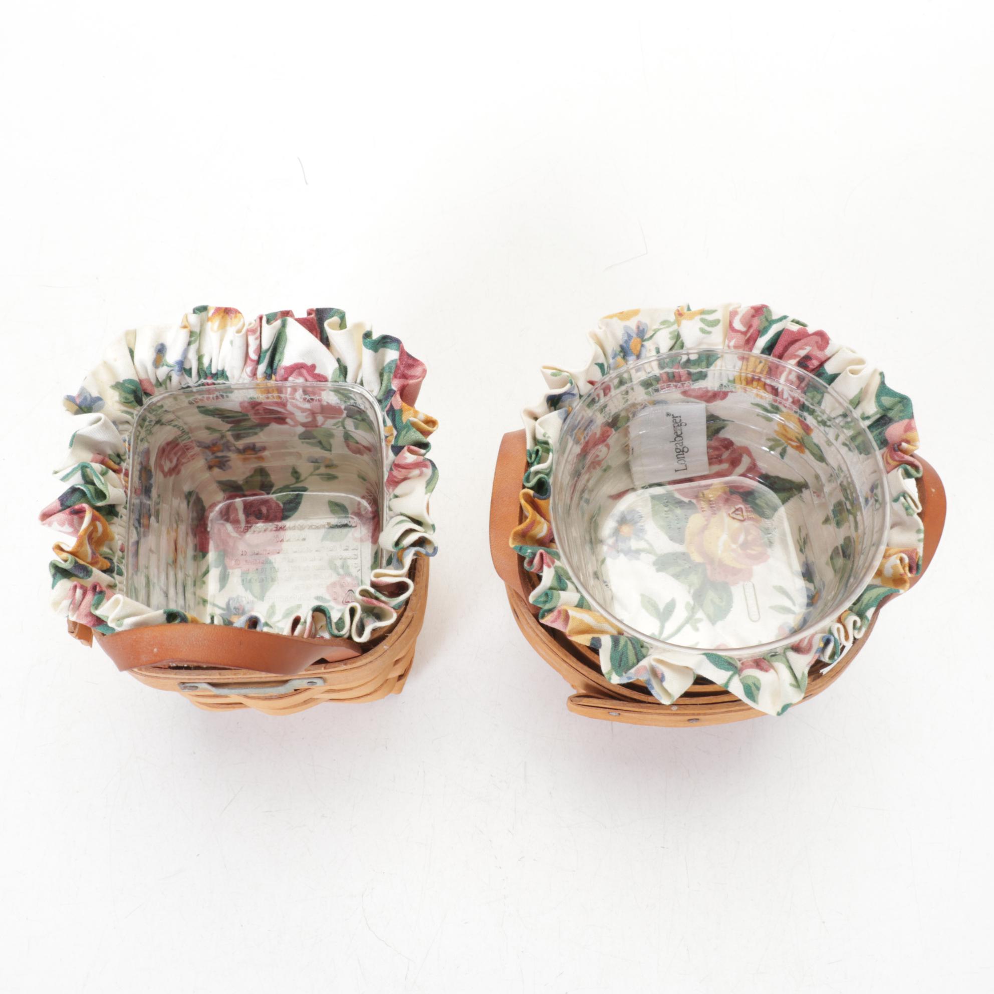 Longaberger Flower Pot Basket in Floral Set Featuring Chives and Thyme Baskets