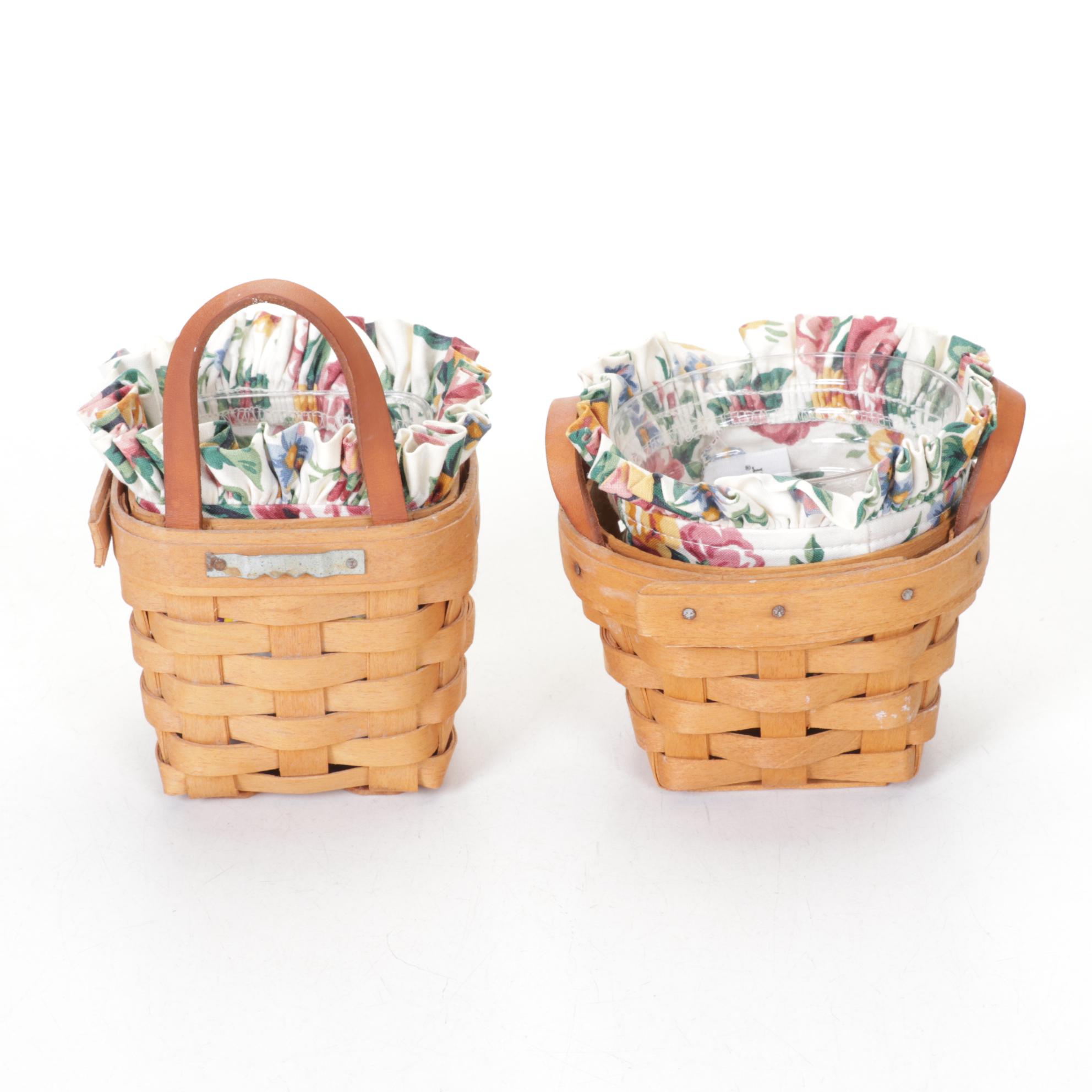 Longaberger Flower Pot Basket in Floral Set Featuring Chives and Thyme Baskets