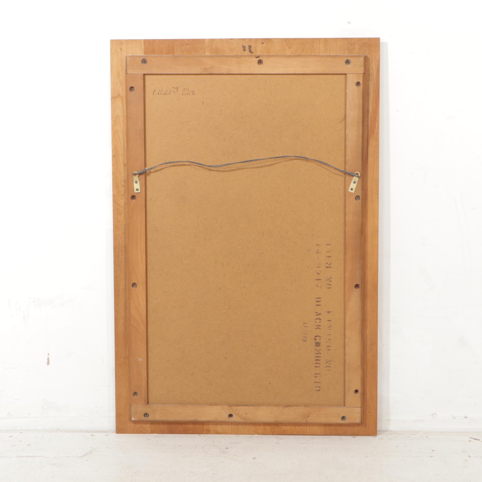 Ethan Allen Stencil Decorated Ebonized Maple Oval Wall Mirror