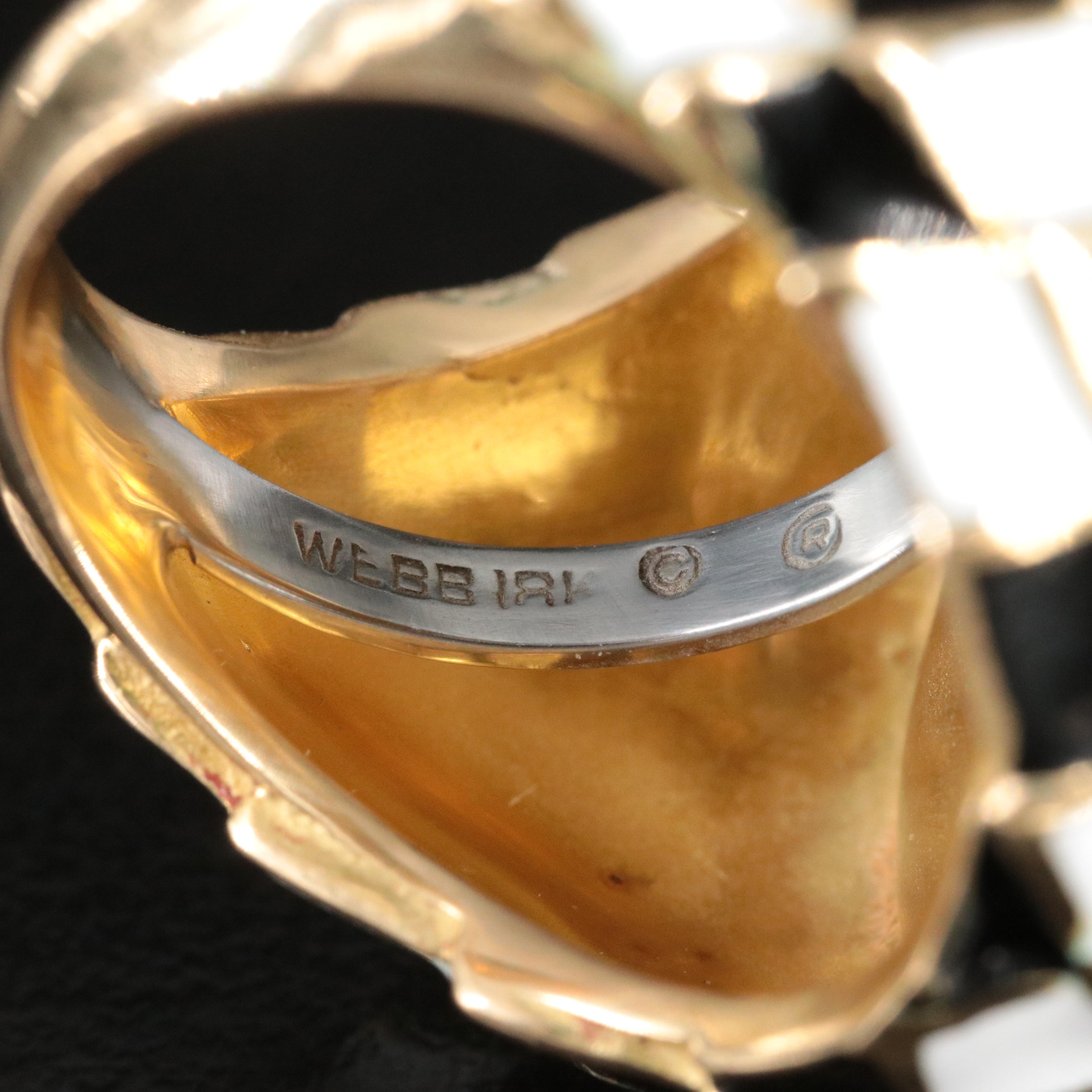 David Webb 18K Pearl and Enamel Ring