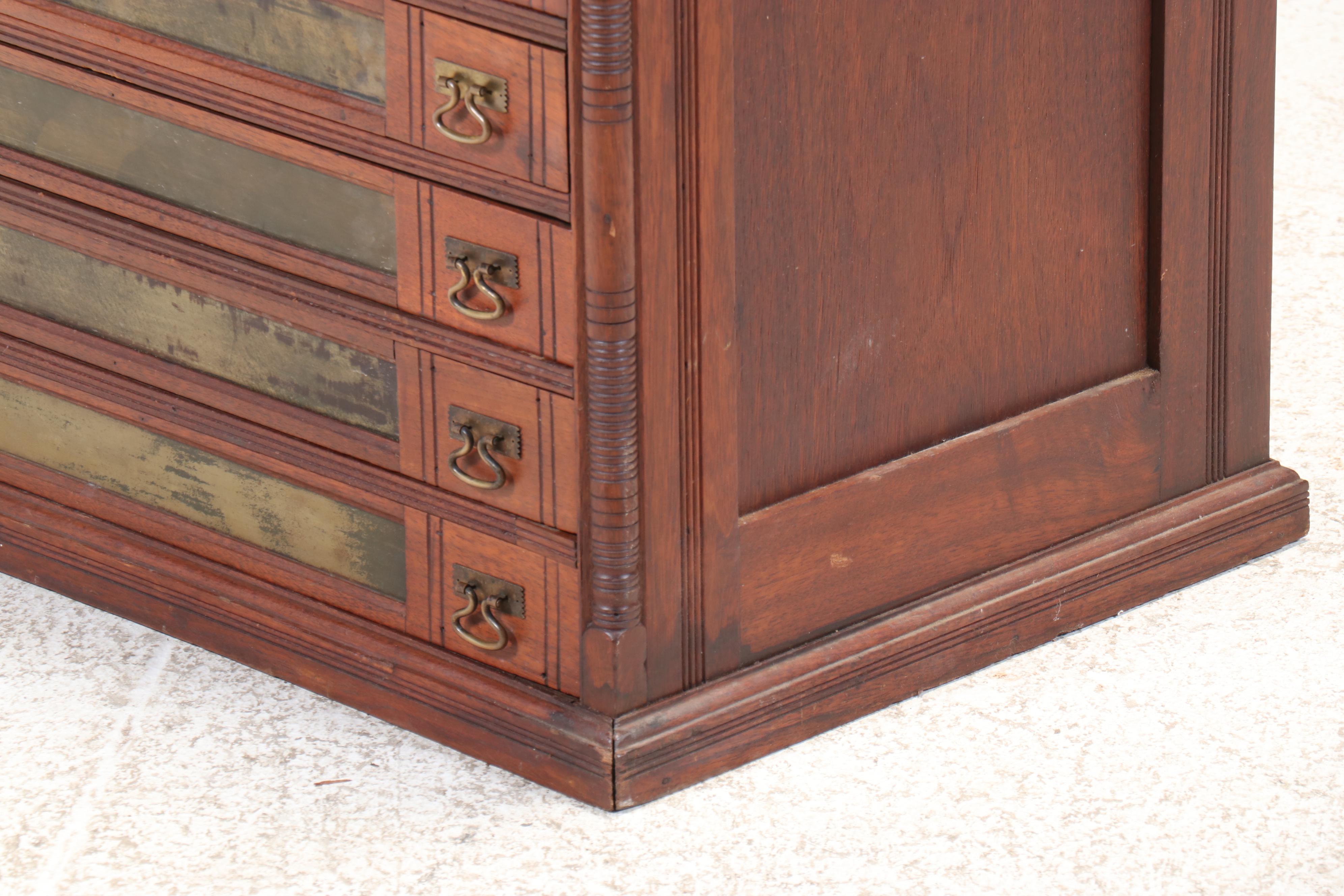 Victorian Walnut Six-Drawer Spool Cabinet, 19th Century