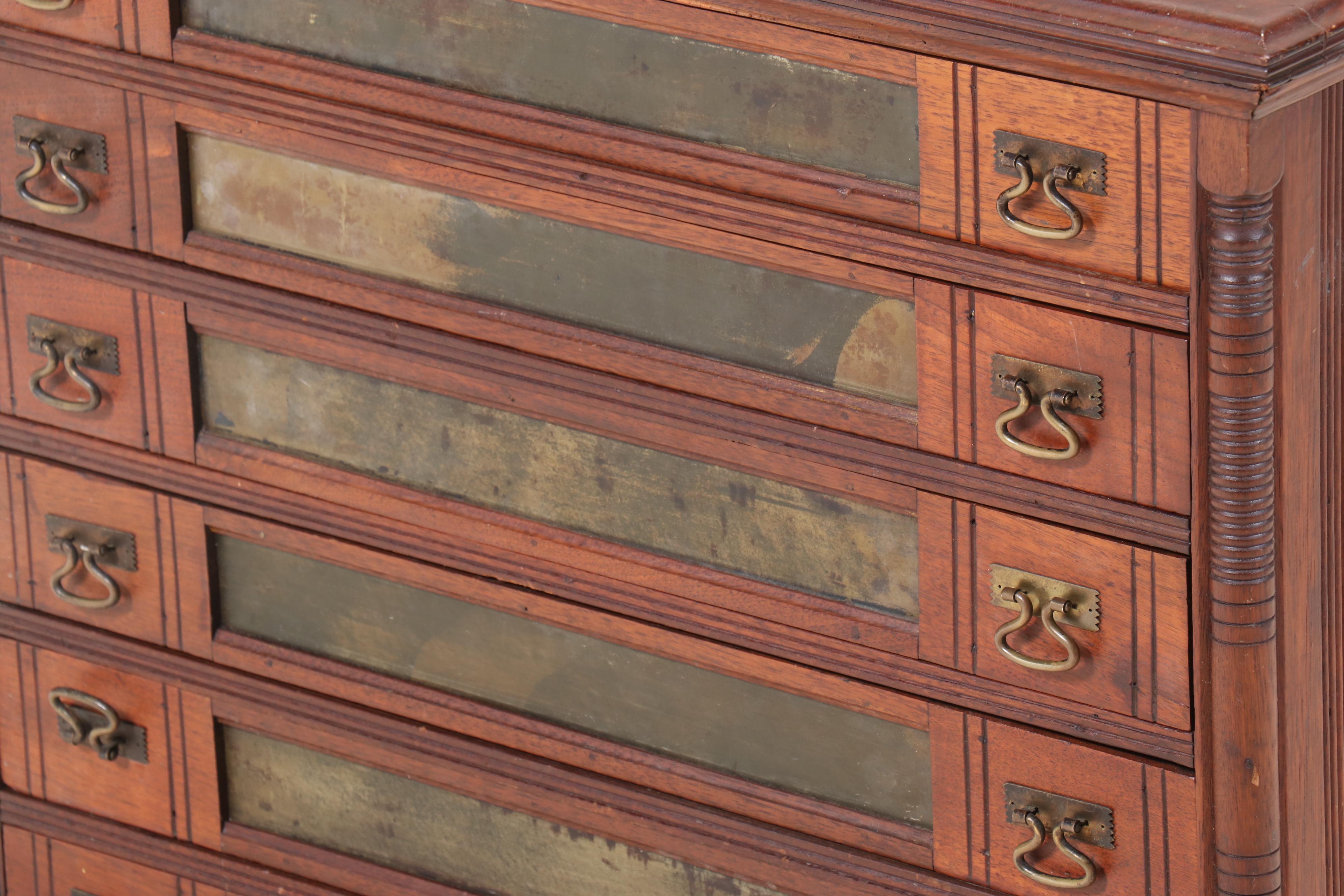 Victorian Walnut Six-Drawer Spool Cabinet, 19th Century