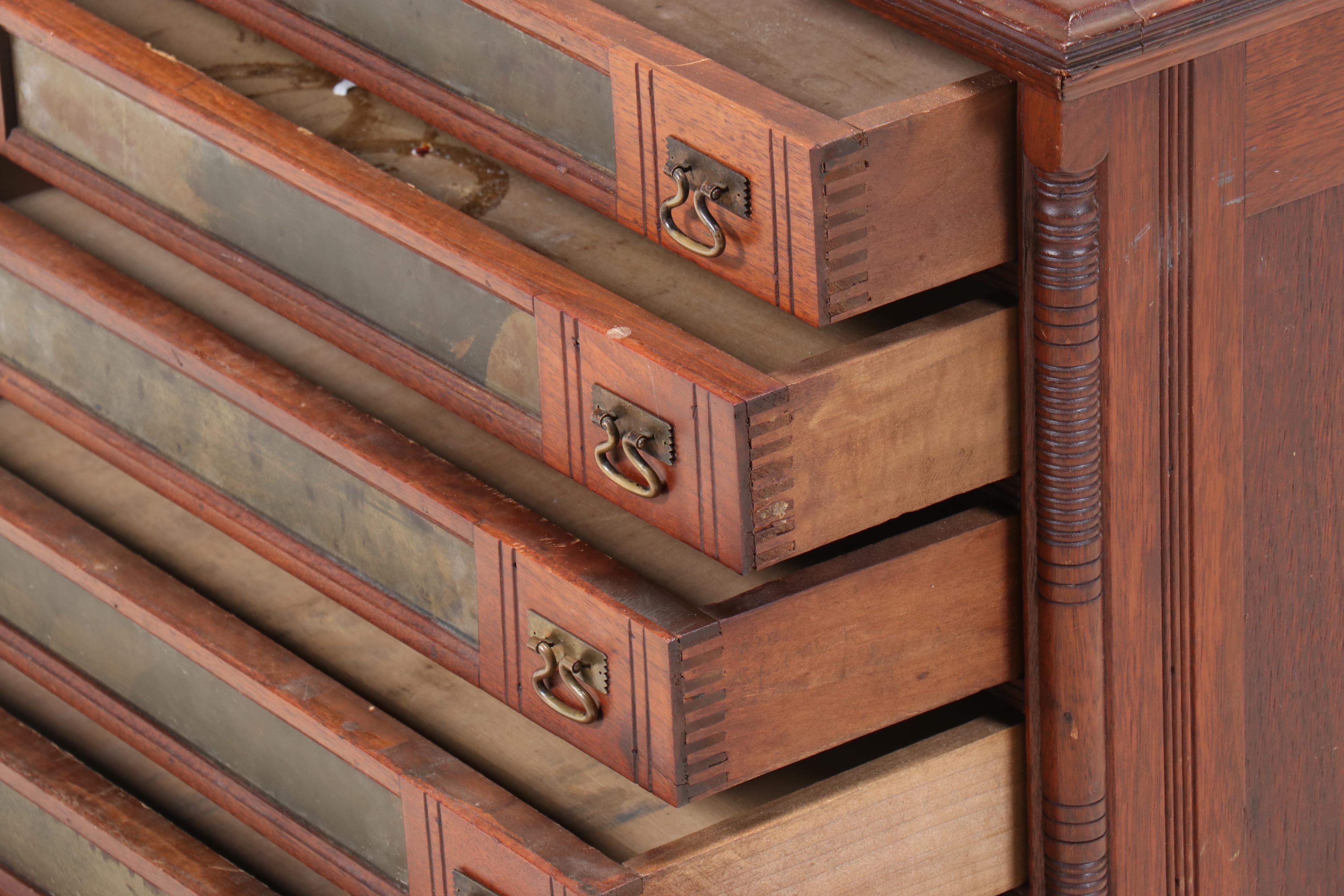 Victorian Walnut Six-Drawer Spool Cabinet, 19th Century