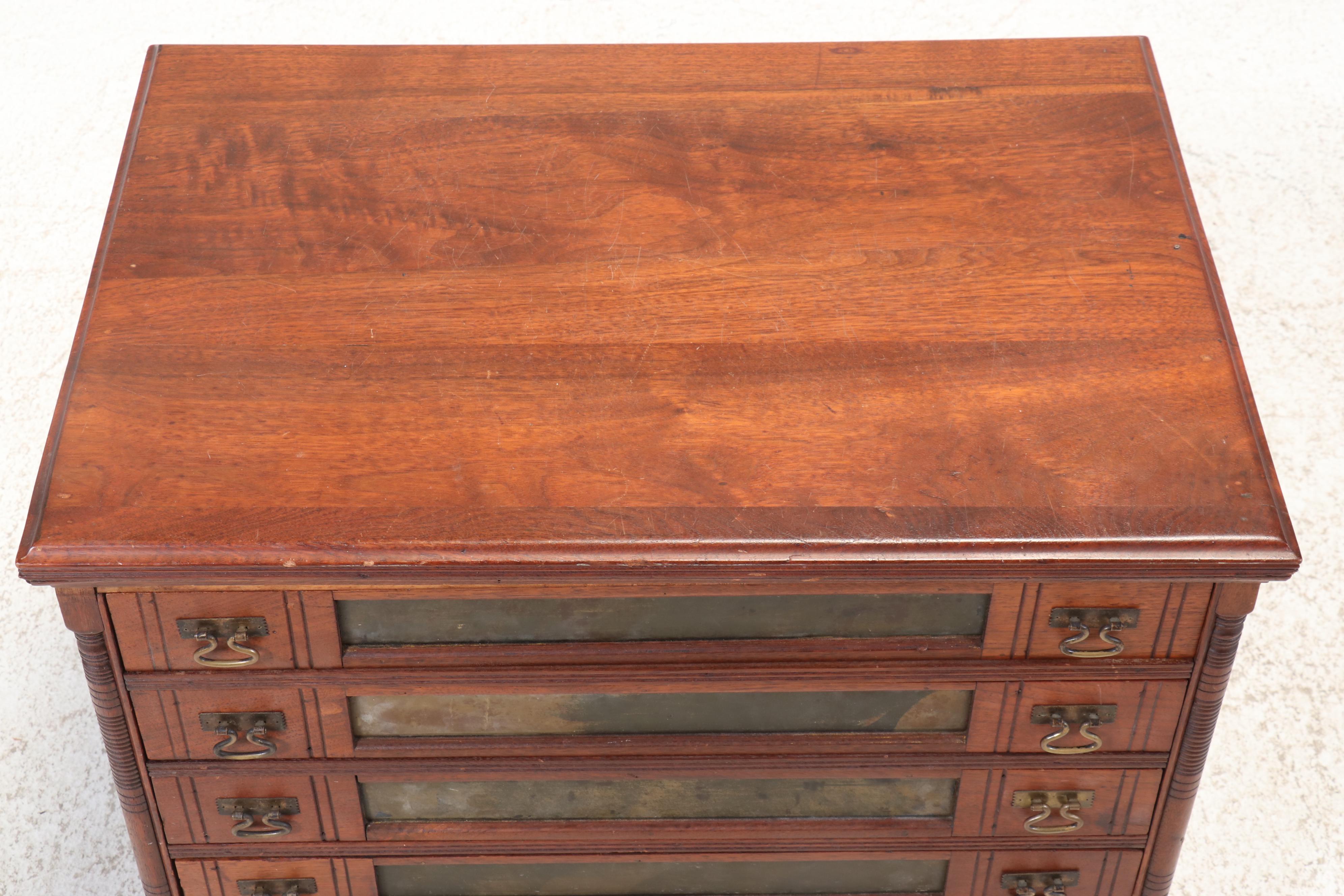 Victorian Walnut Six-Drawer Spool Cabinet, 19th Century