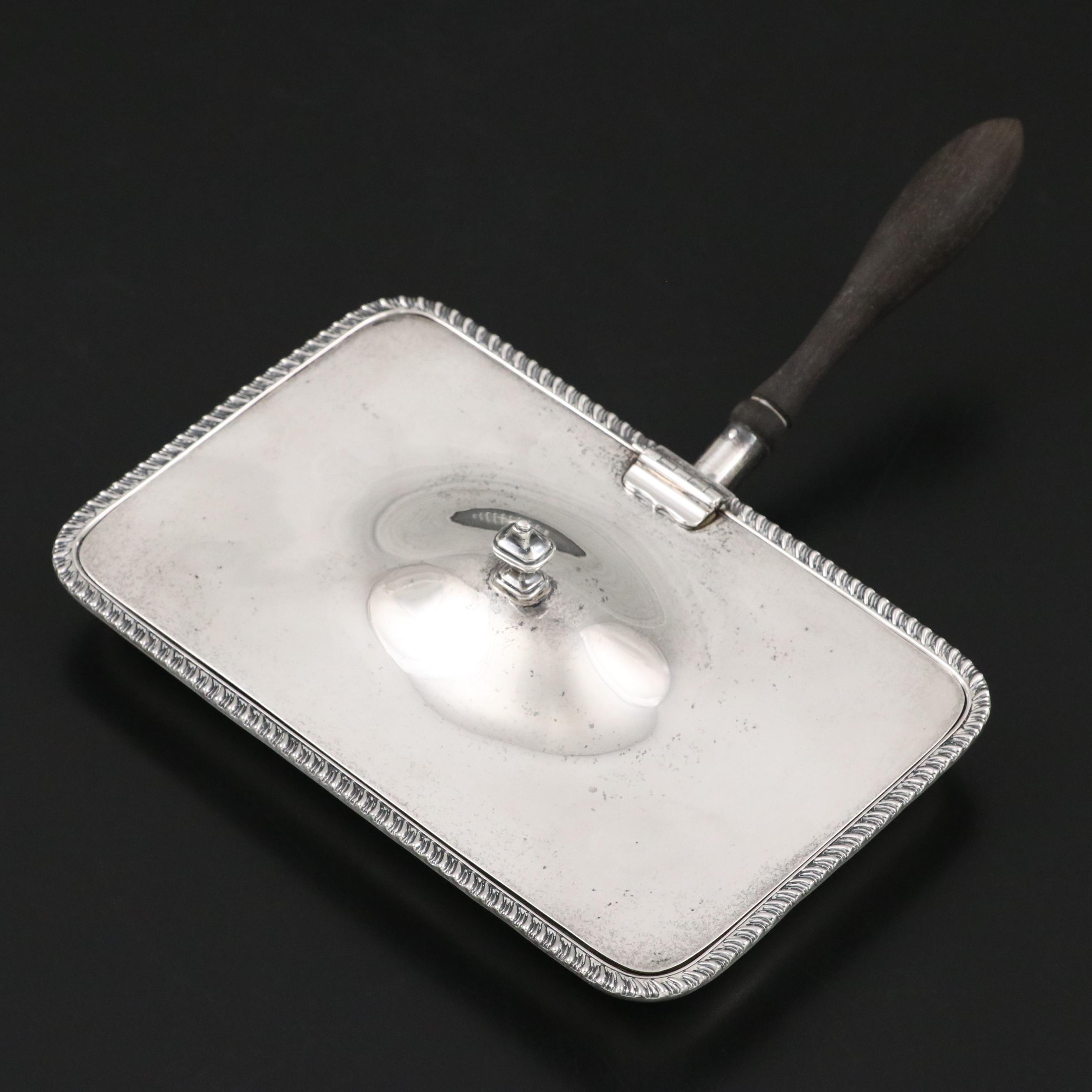 Currier & Roby Sterling Silver and Turned Wood Silent Butler