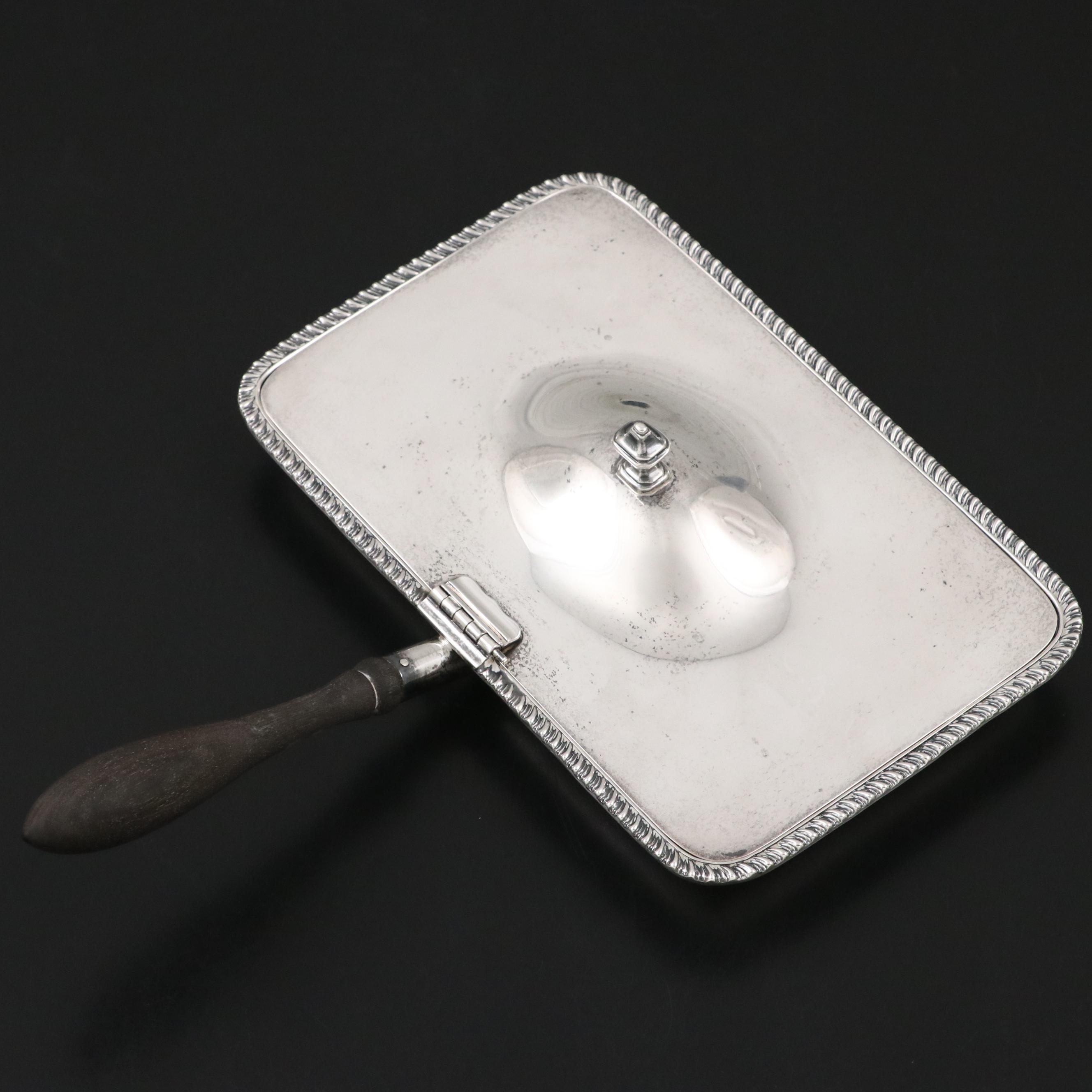 Currier & Roby Sterling Silver and Turned Wood Silent Butler