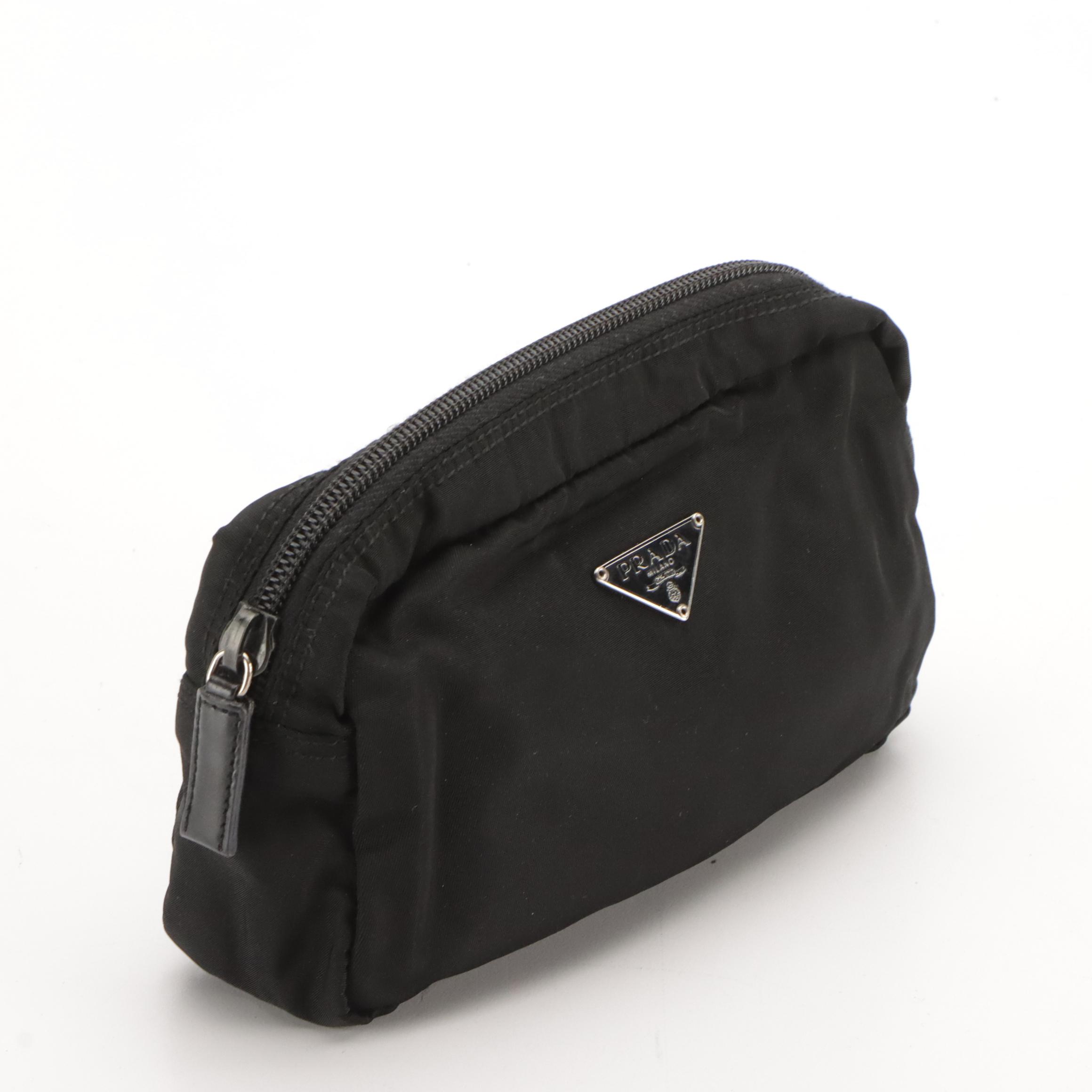 Prada Black Tessuto Nylon Small Zip Pouch
