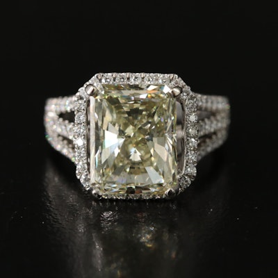 18K 6.92 CTW Diamond Ring with Lab Grown Fancy Yellow Center 18K 6.92 CTW Diamond Ring with Lab Grown Fancy Yellow Center