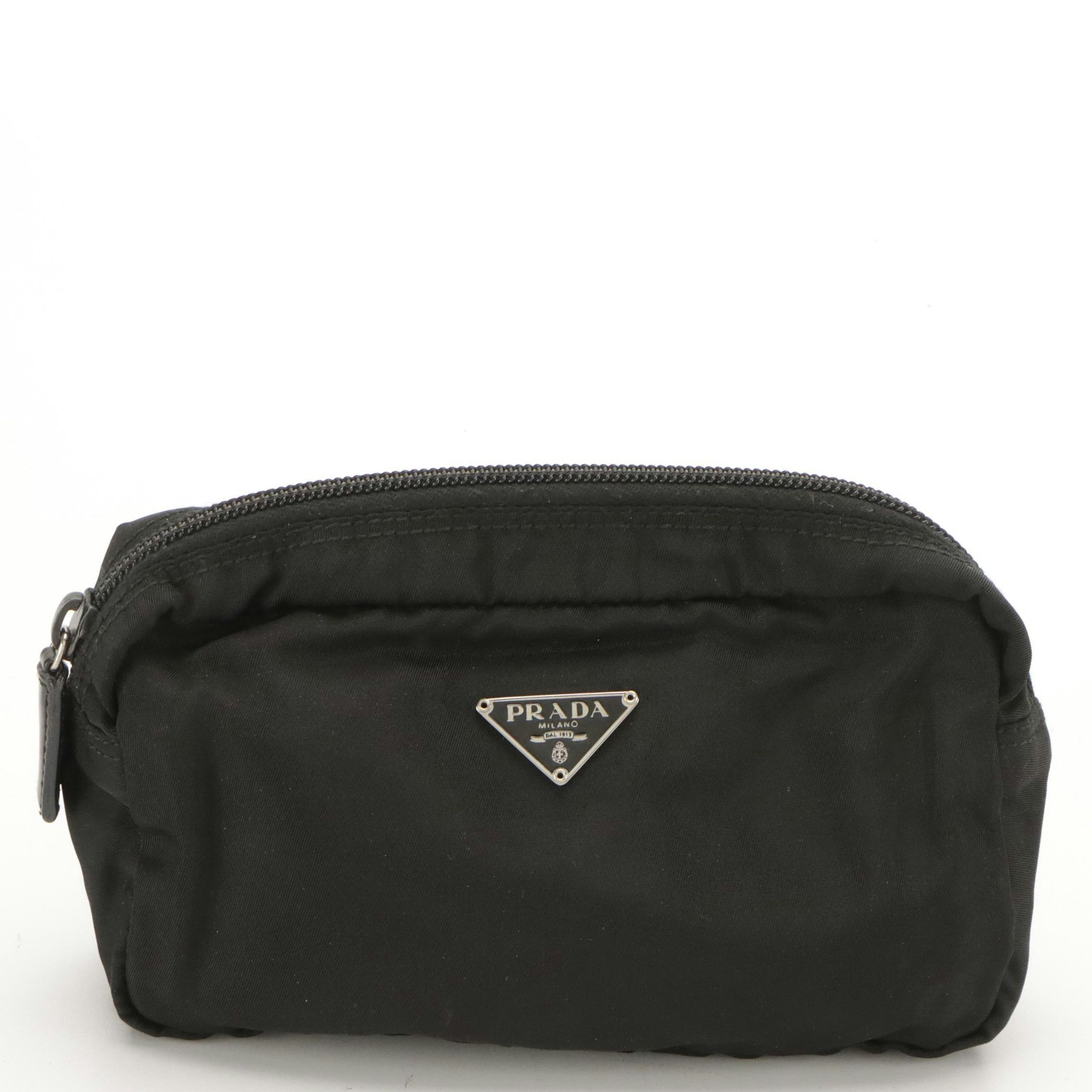 Prada Black Tessuto Nylon Small Zip Pouch