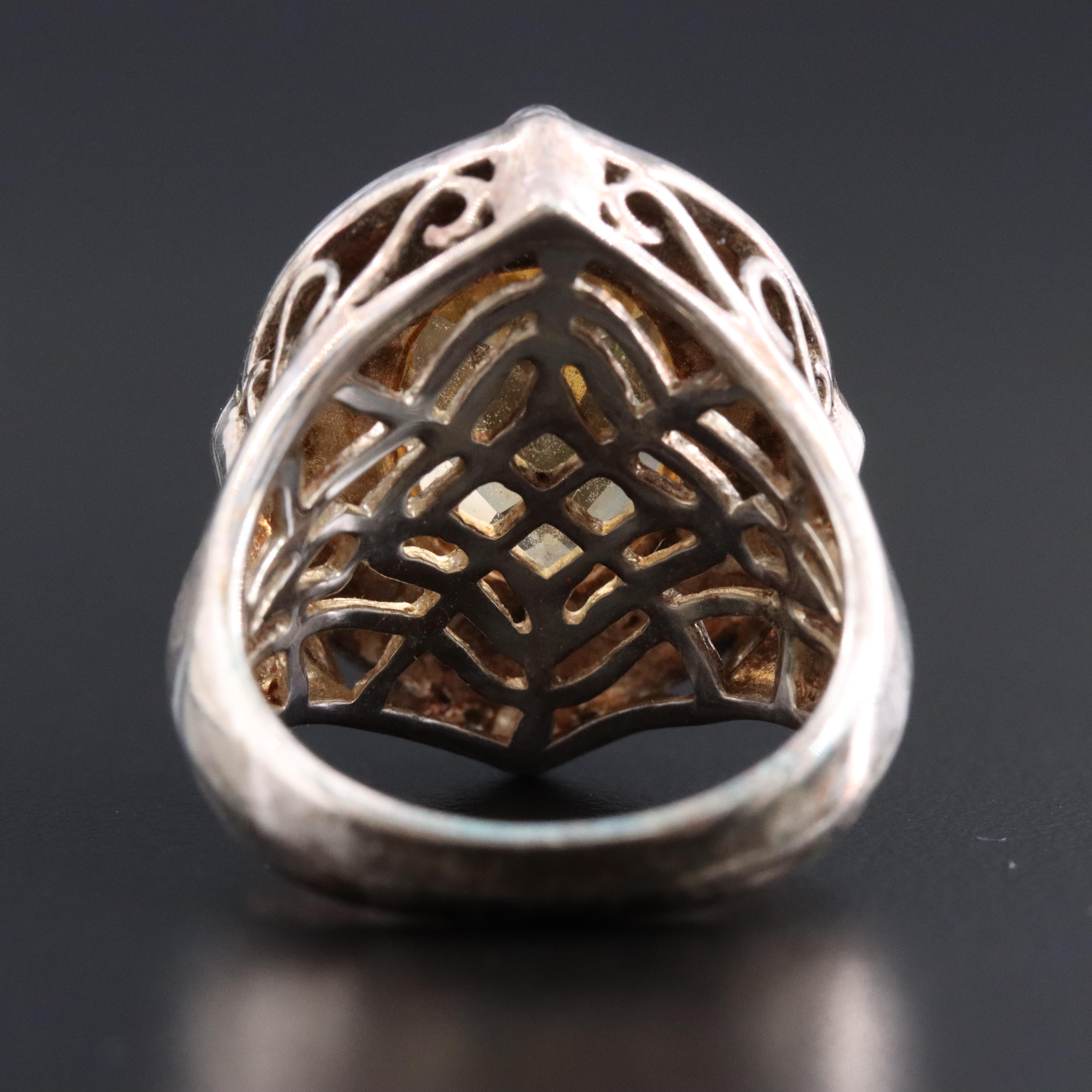 Sterling Citrine Ring with 14K Rope Detail