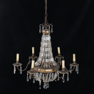 French Empire Style Crystal and Brass Chandelier French Empire Style Crystal and Brass Chandelier