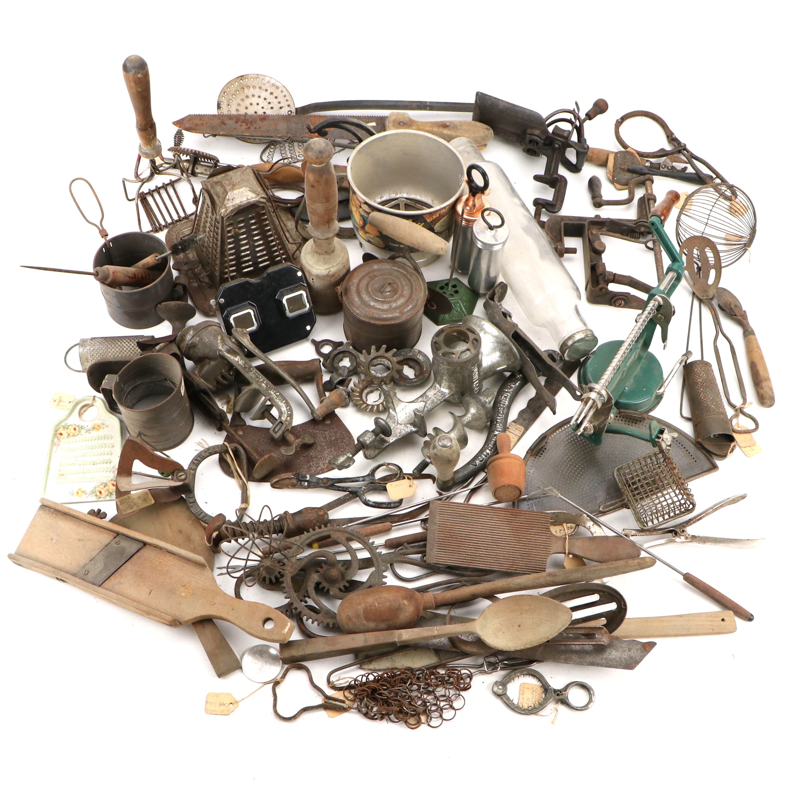 Back To Basics Metal Apple Corer with Foley Sifter and Other Kitchen Tools,1920