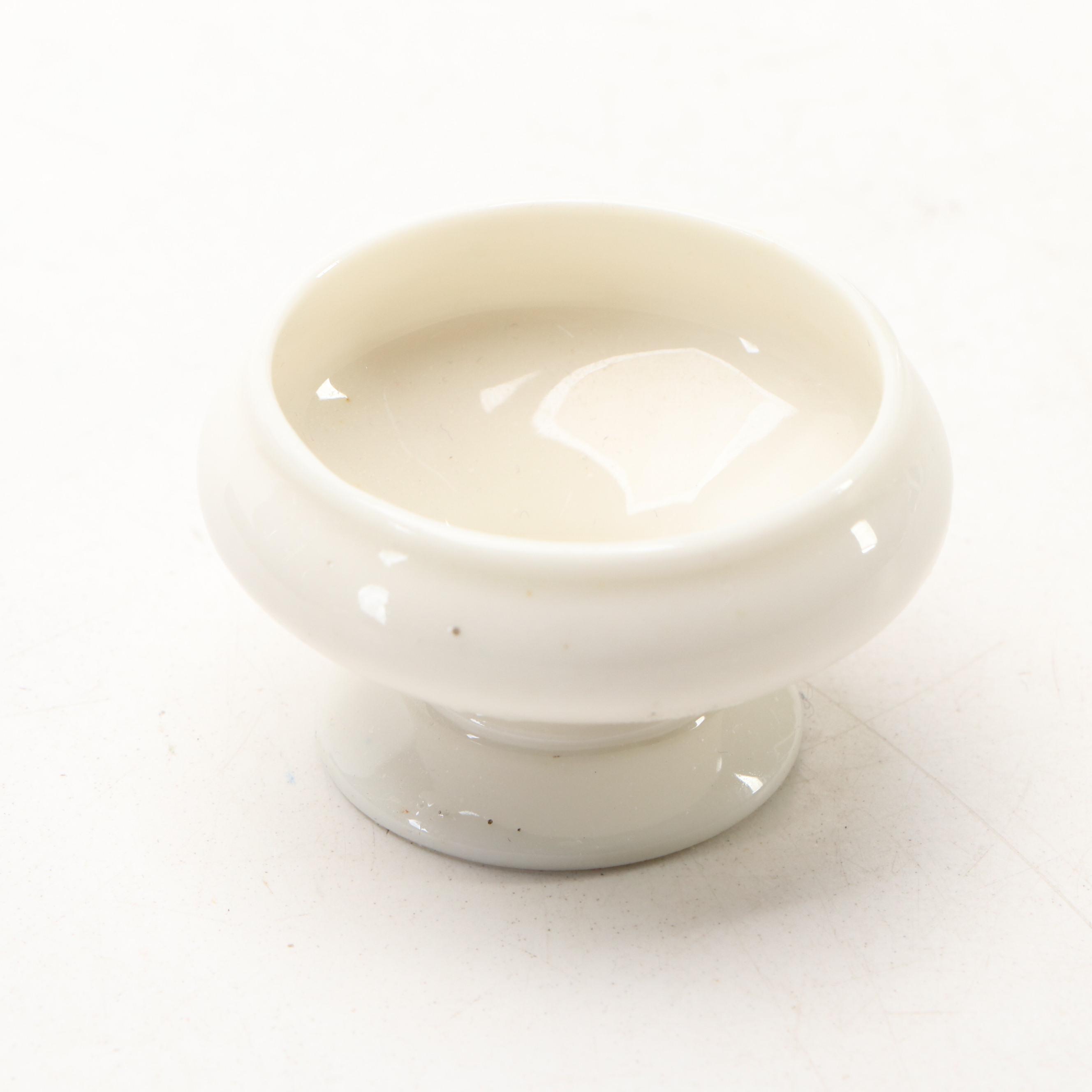 Belleek Willets Porcelain Inkpot and Stand with Mixed Stone Inlay