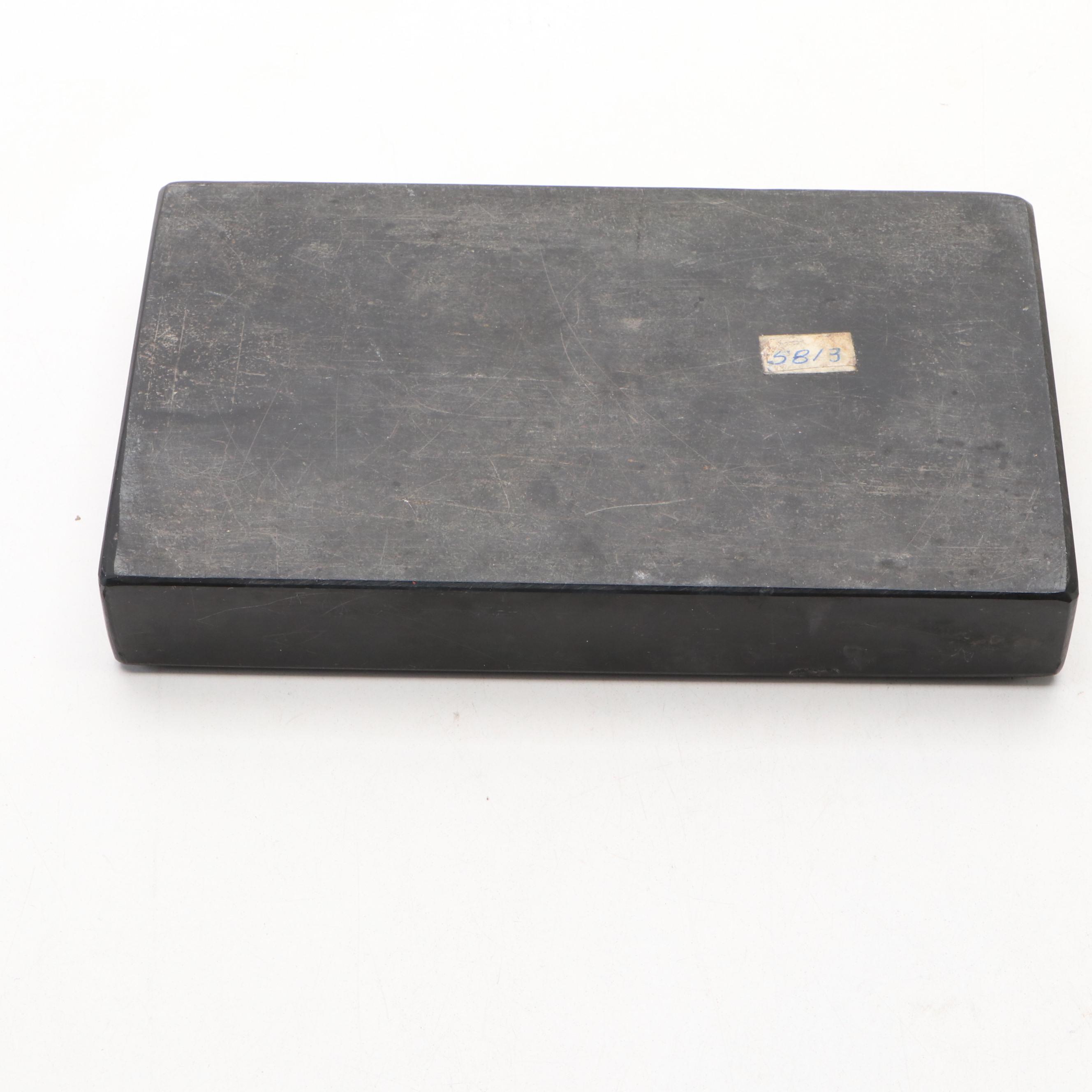 Belleek Willets Porcelain Inkpot and Stand with Mixed Stone Inlay