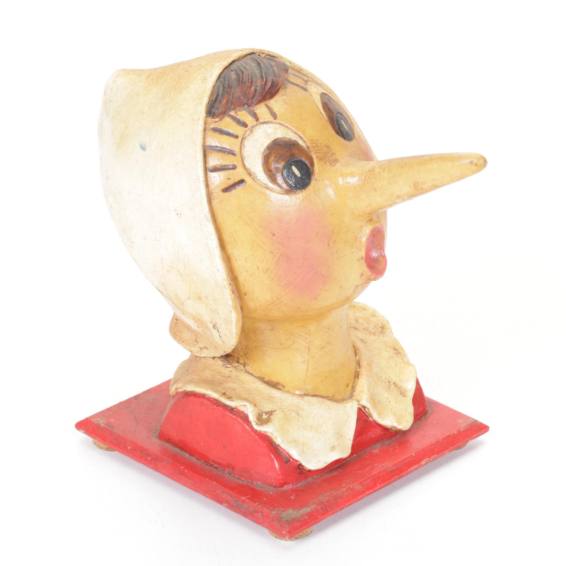 Hand Crafted Italian Pinocchio Bank & Richard Nixon Candle