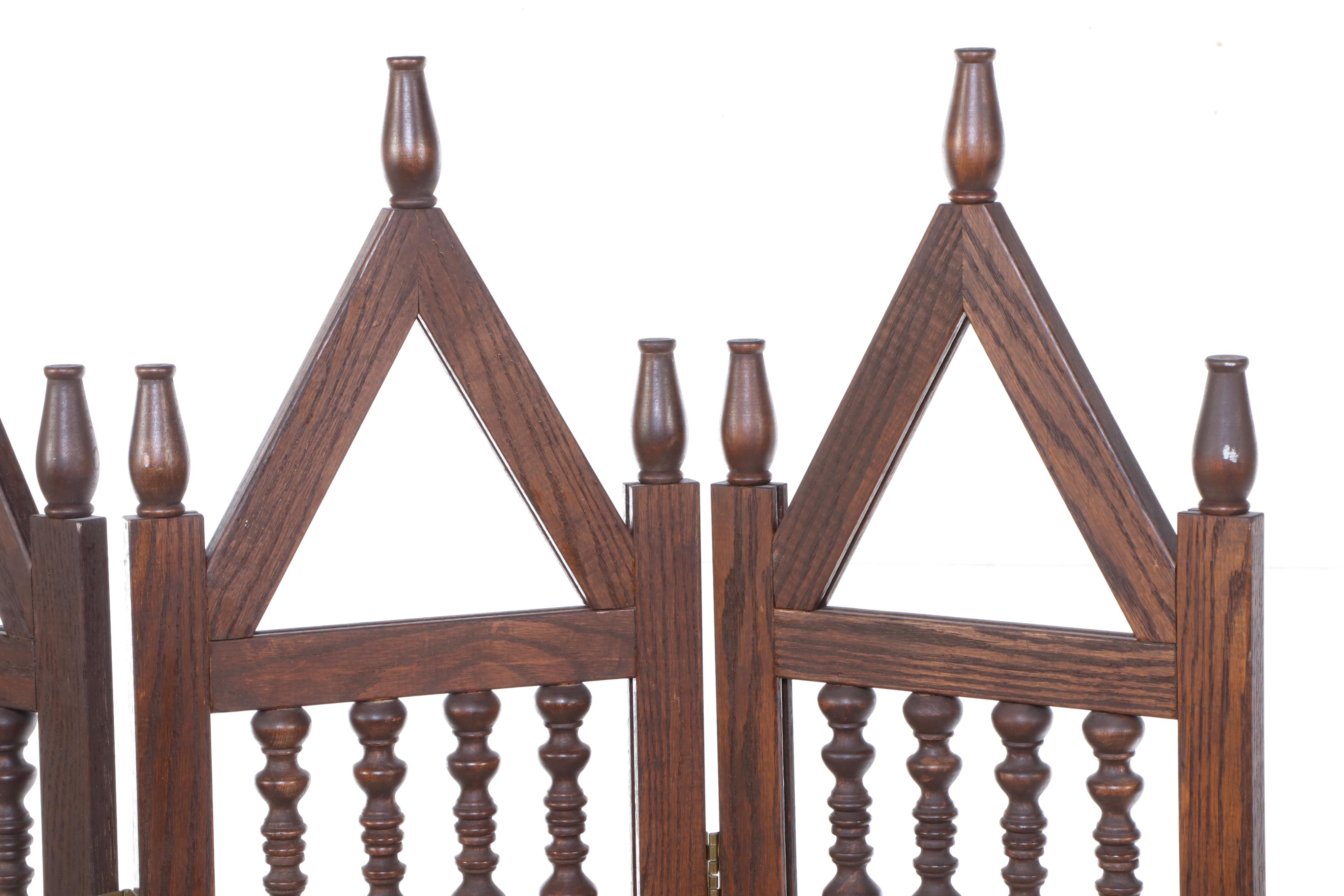 Victorian Gothic Revival Style Four-Panel Walnut Screen