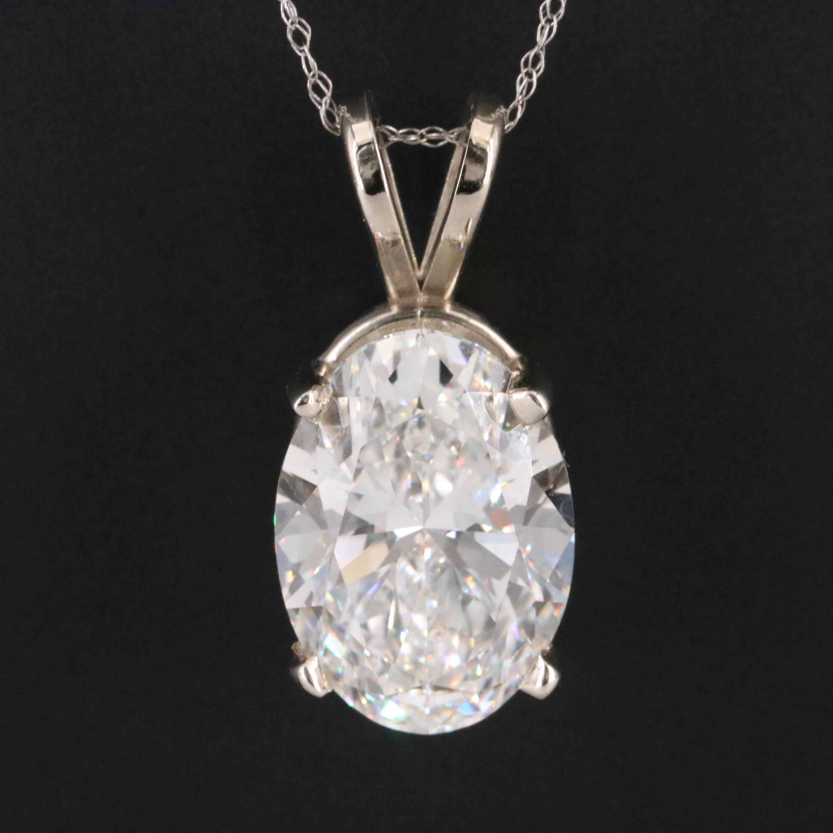 14K 5.60 CT Lab Grown Diamond Pendant Necklace with IGI Report