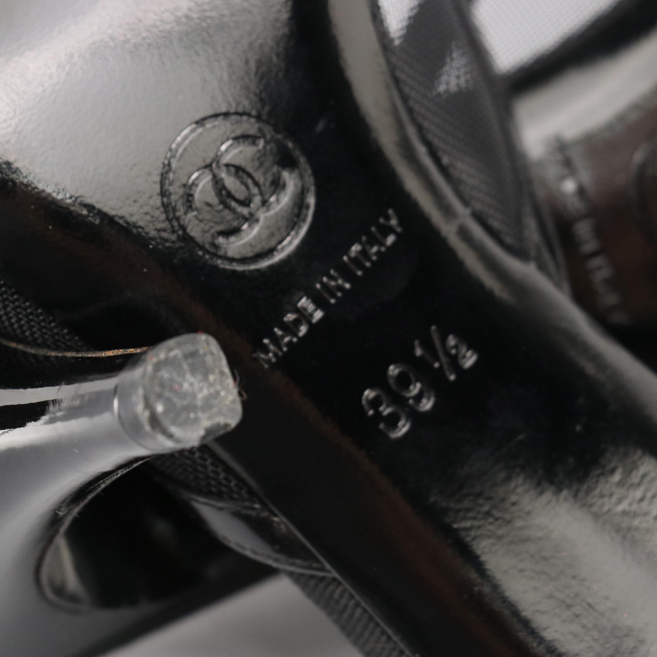 Chanel Camellia Mules in Black Mesh and Calfskin Leather