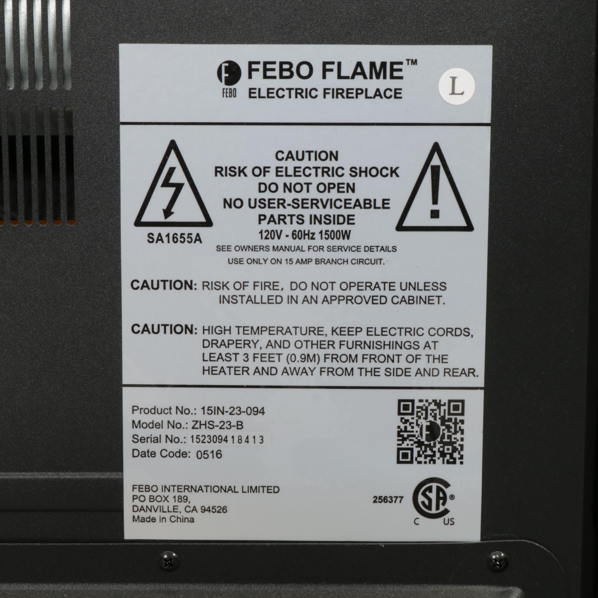 Febo Flame Electric Fireplace