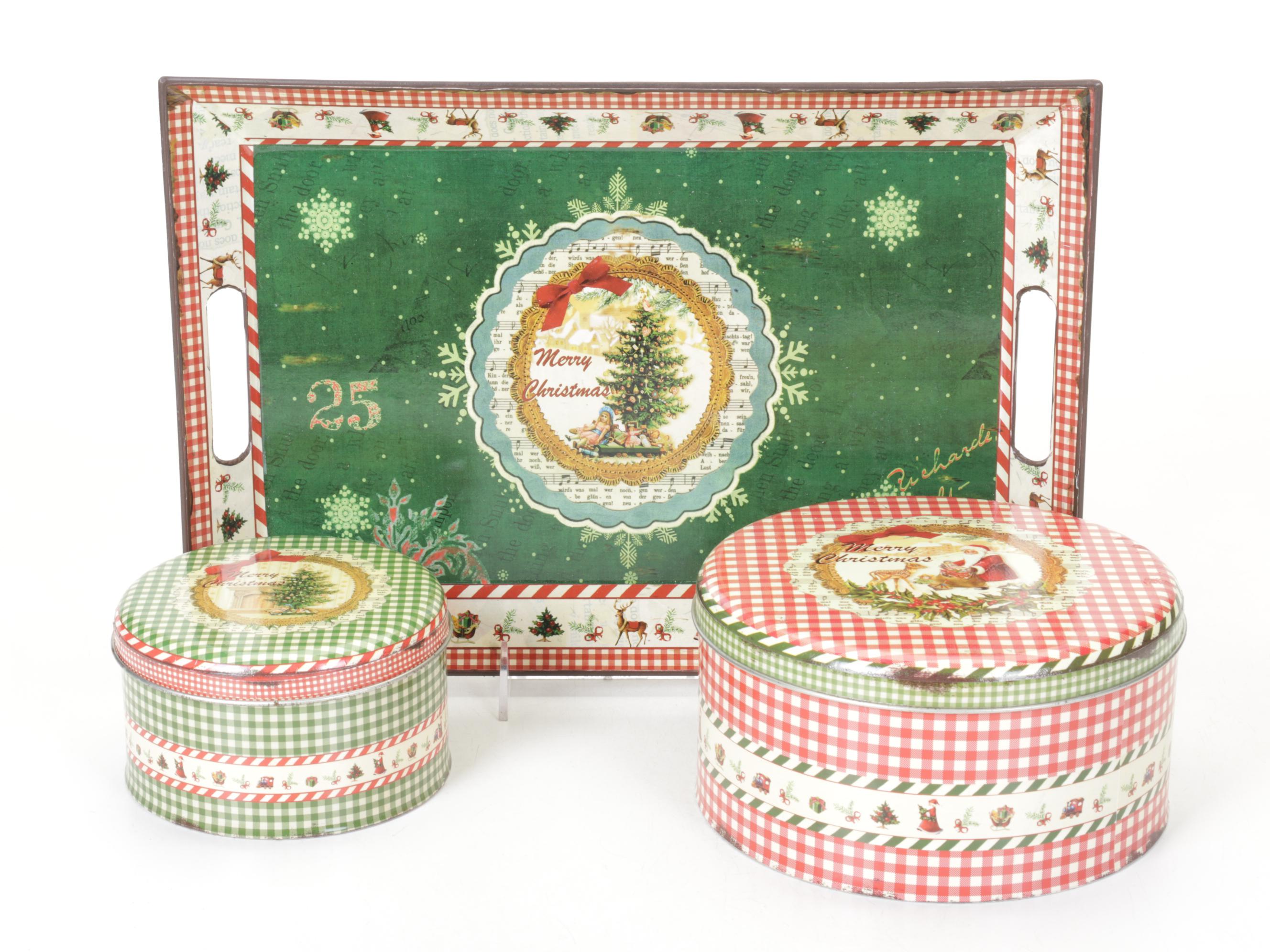 Jingle Bell Christmas Tree with Mikasa Mugs, Tin Boxes, Santa Figurine and More