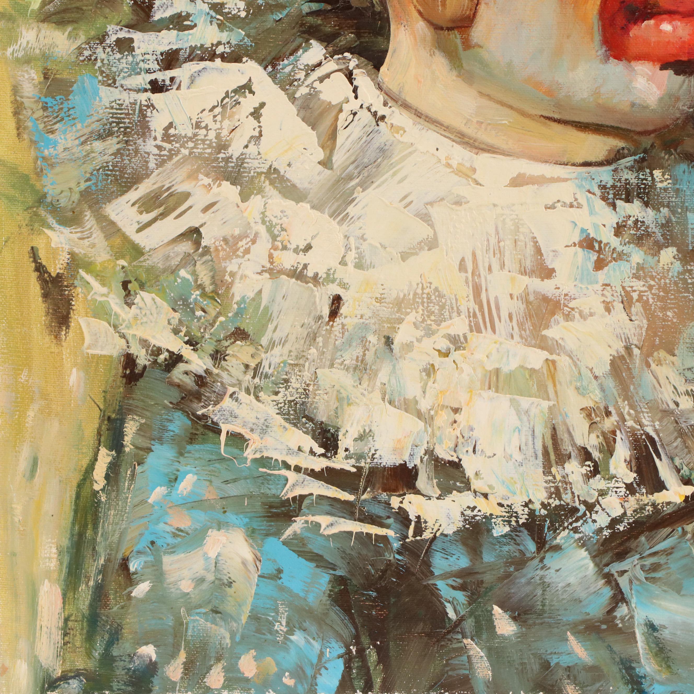 William Moninet Oil Portrait of Clown, Late 20th Century