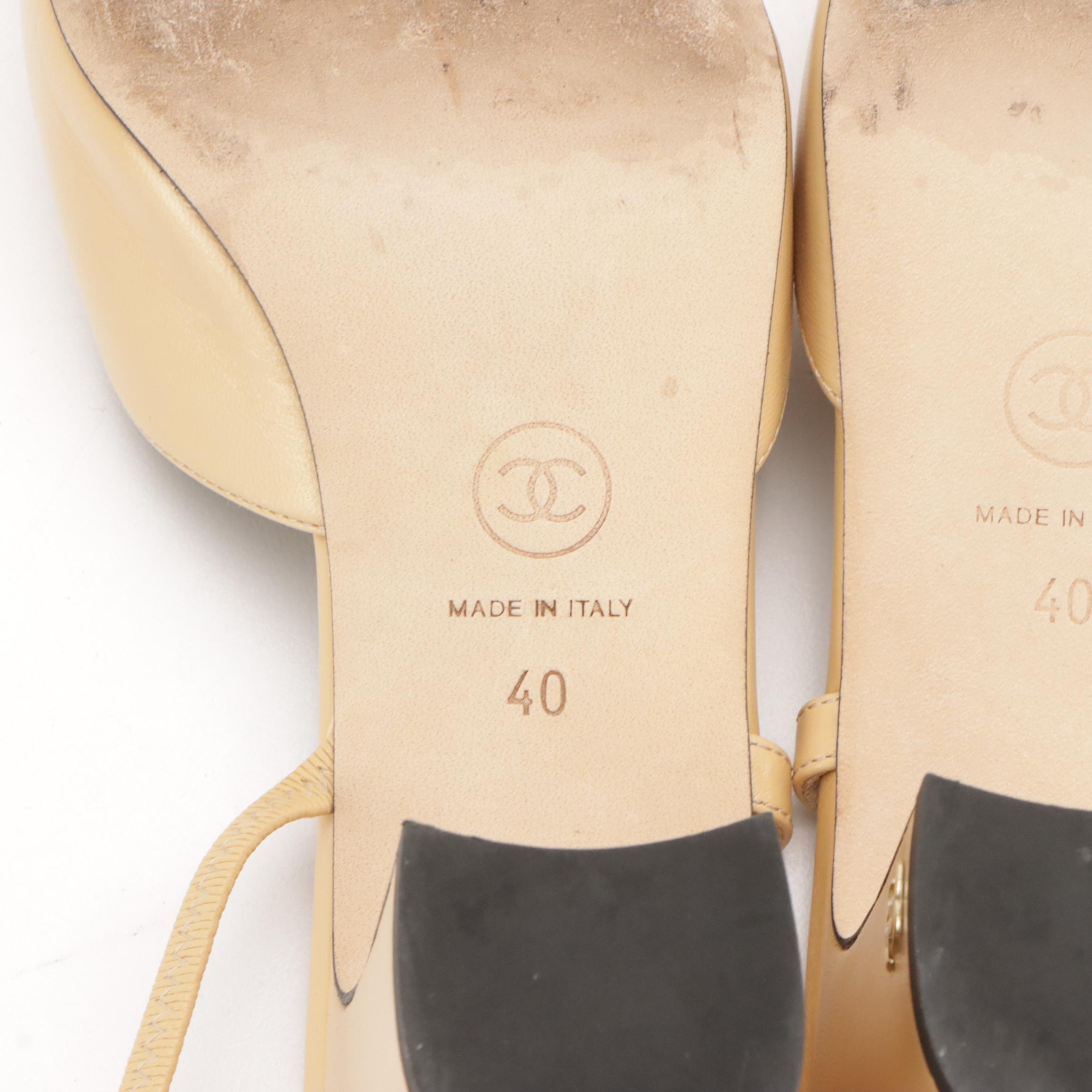 Chanel Two-Tone Slingback Pumps in Goatskin and Grosgrain with Box