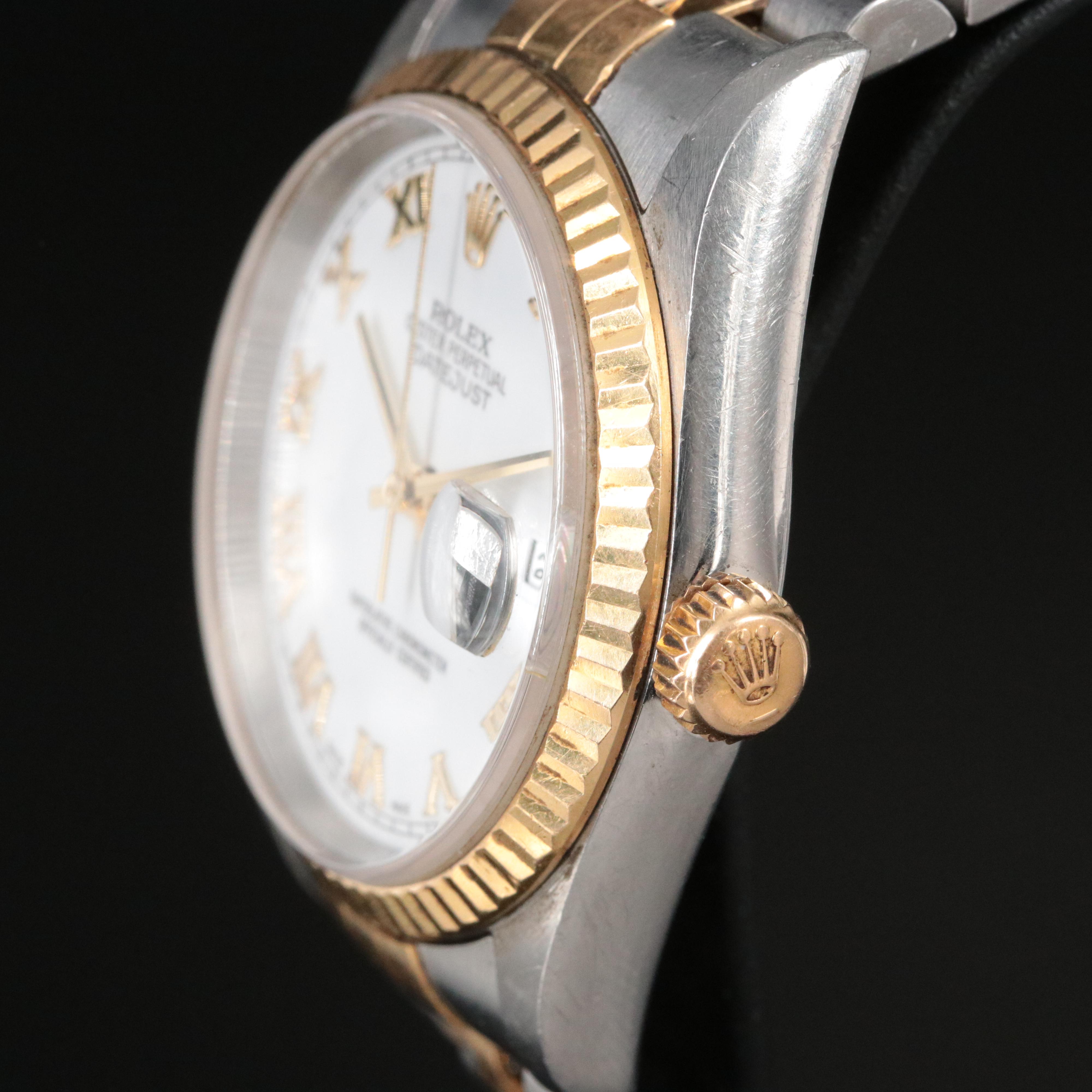 2002 Rolex Datejust White Roman Dial Watch