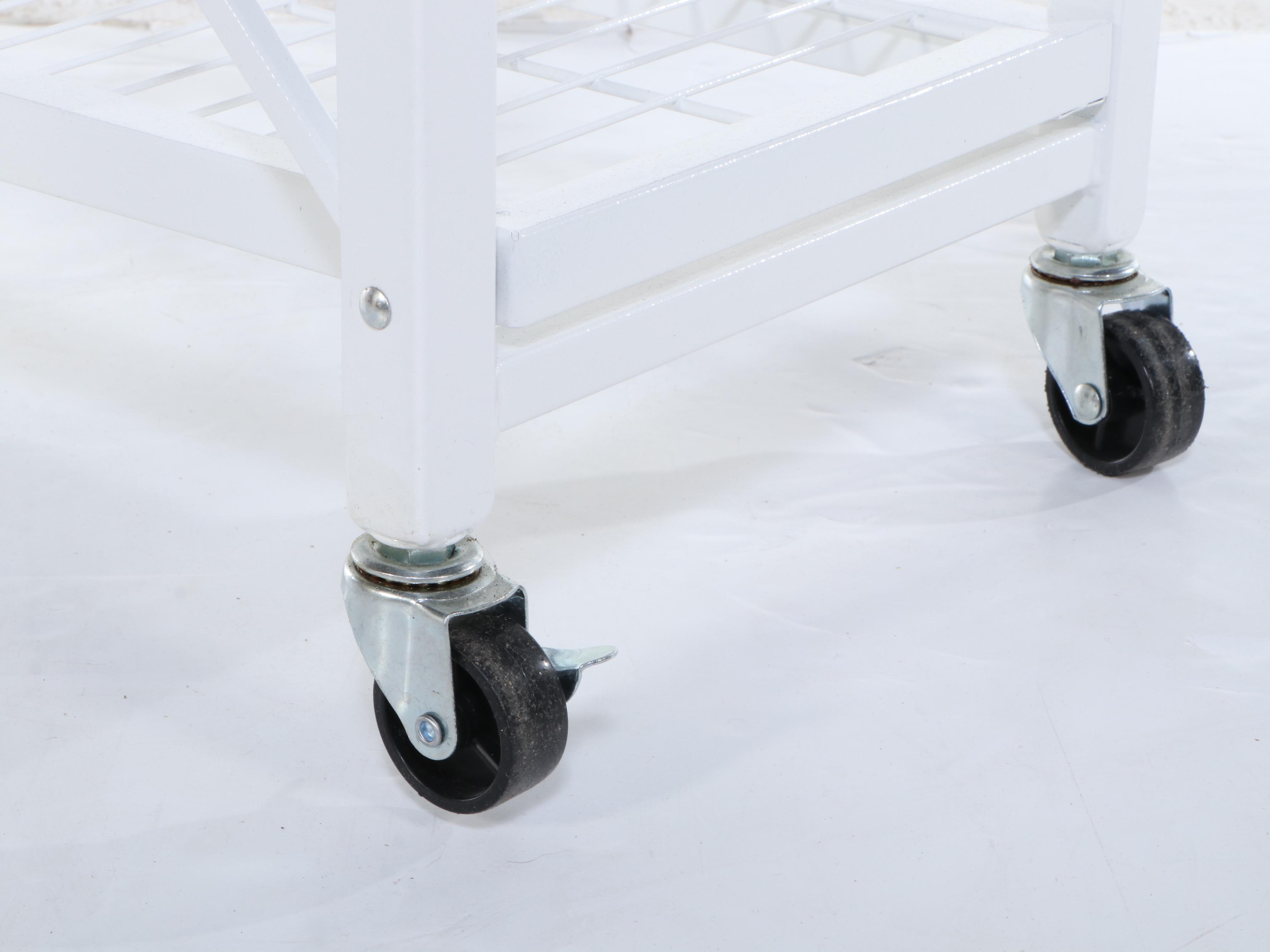 Pair of Origami White Painted Metal Storage Carts