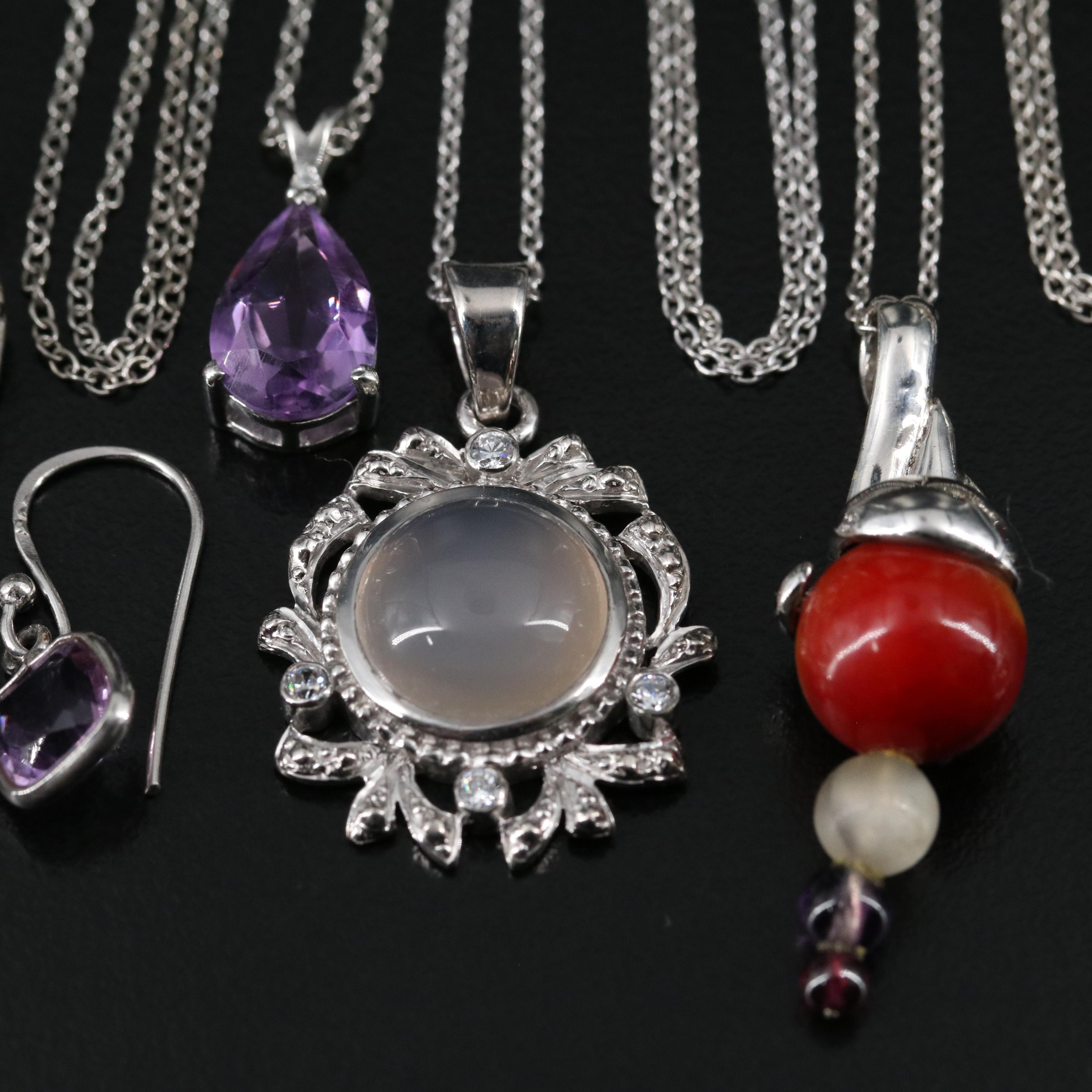 14 Assorted Sterling Silver Rings, Necklaces, and Earrings