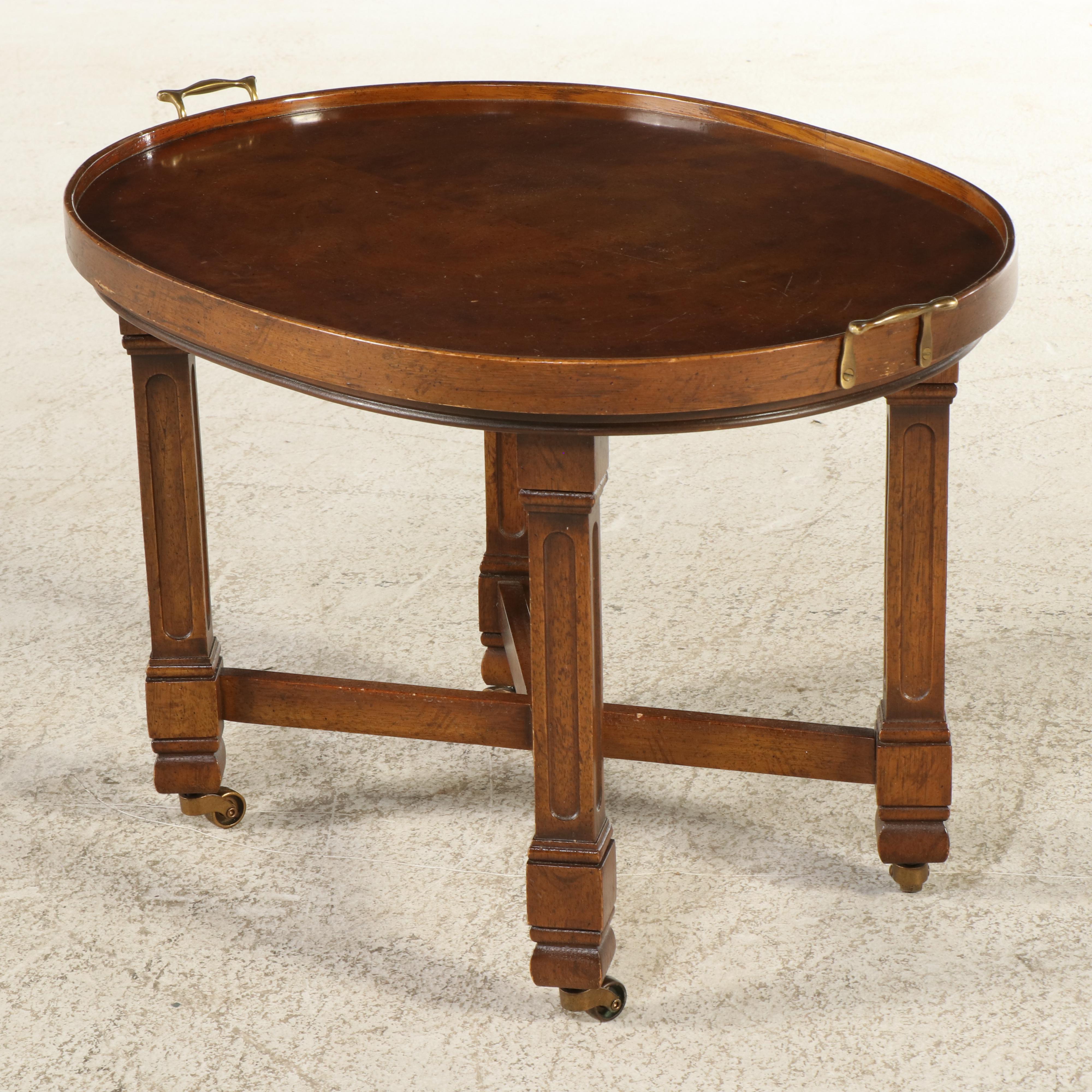Drexel "Francesca" Walnut Butler's Tray Coffee Table, Mid to Late 20th Century