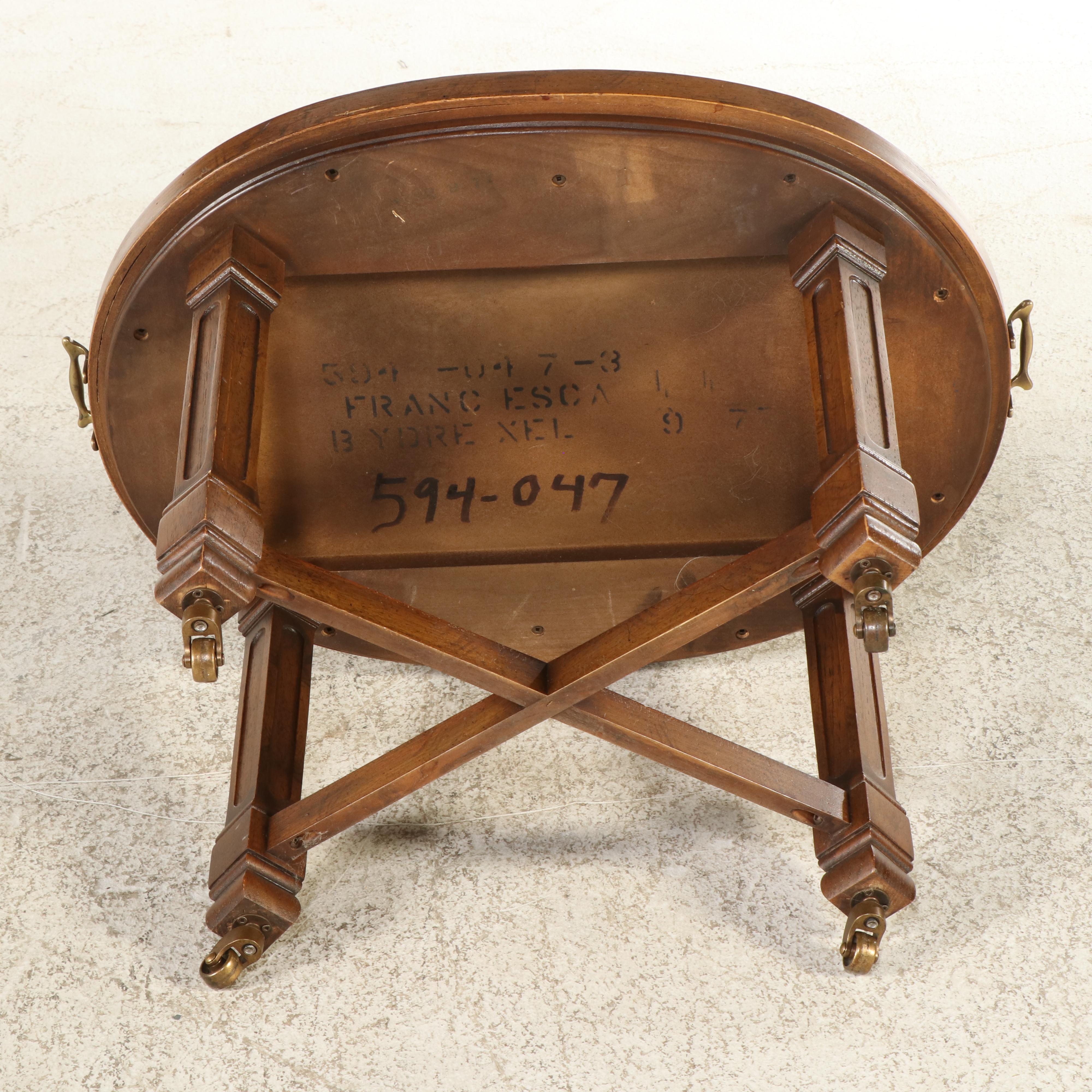 Drexel "Francesca" Walnut Butler's Tray Coffee Table, Mid to Late 20th Century